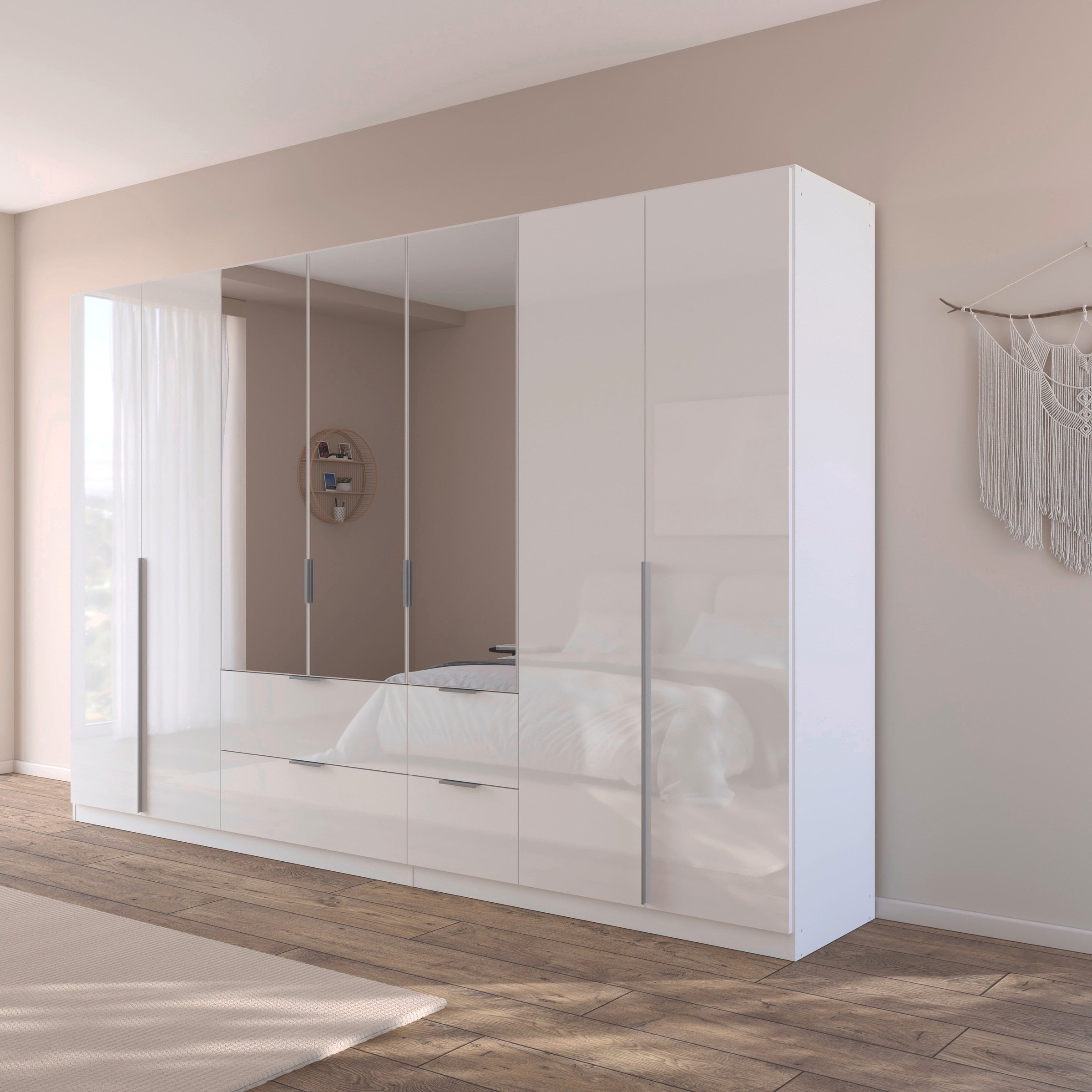 rauch Drehtürenschrank »Kleiderschrank Schrank Garderobe AGORDO mit Dekor- oder Hochglanzfront«, (in zwei Griff-Farben mit Dekor- oder Hochglanzfront), mit Außenschubkästen, in 6 Breiten und 2 Höhen MADE IN GERMANY
