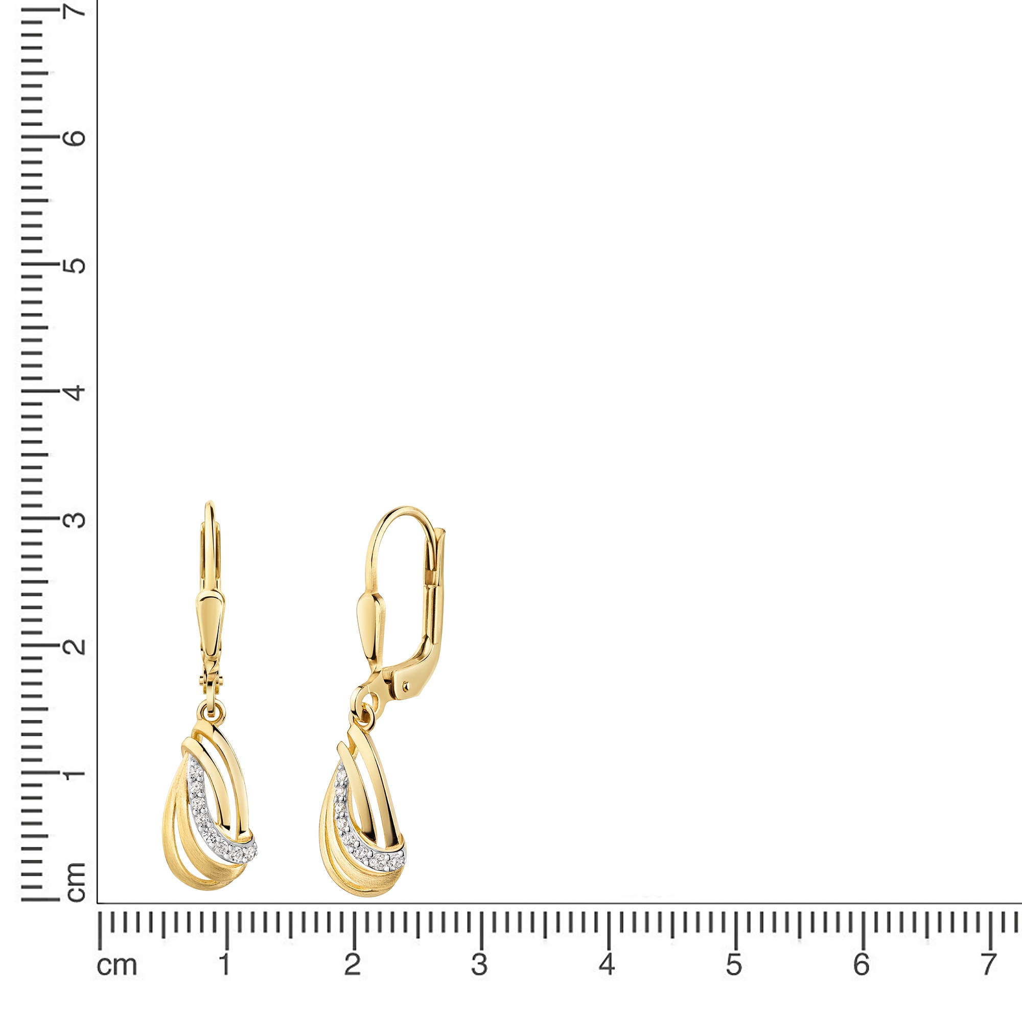Firetti Paar Ohrhänger »Schmuck Geschenk Gold 333 Ohrschmuck Ohrringe Welle bicolor« mit Zirkonia (synth.)
