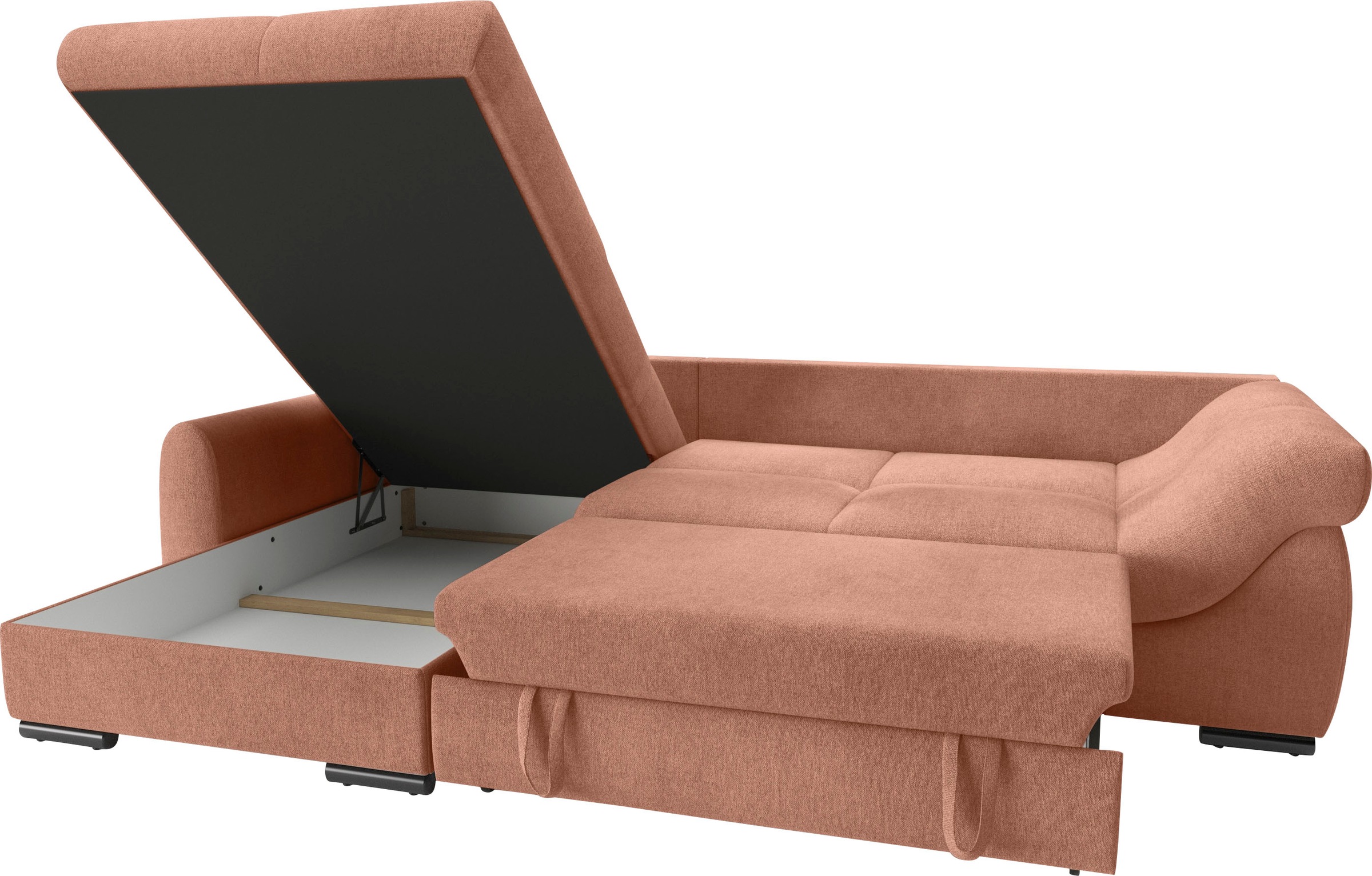 Mr. Couch Ecksofa »Livorno DuraFlex L-Form«, inkl. Hochschläfer-Bettauszug, XL-Bettkasten weiß beschichtet