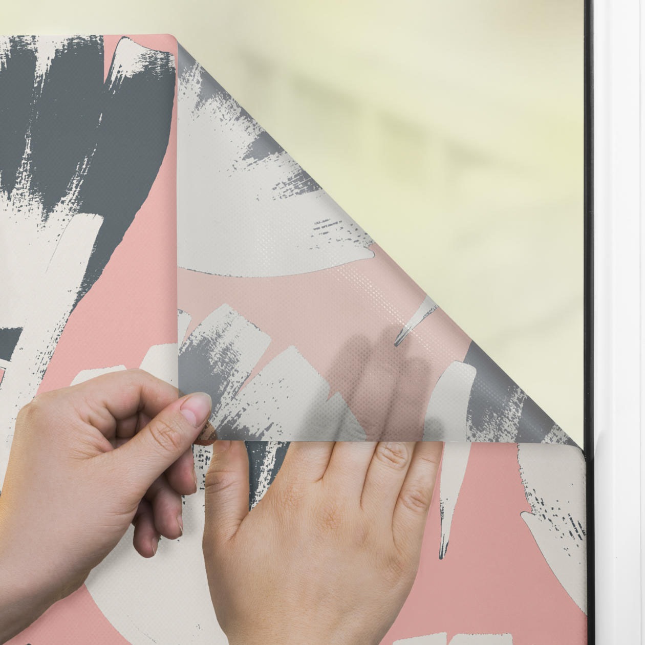 Thumbnail - LICHTBLICK ORIGINAL Fensterfolie "Fensterfolie selbstklebend, Sichtschutz, Jumbo Flowers on salmon - Rot" 1 Stk. blickdi...