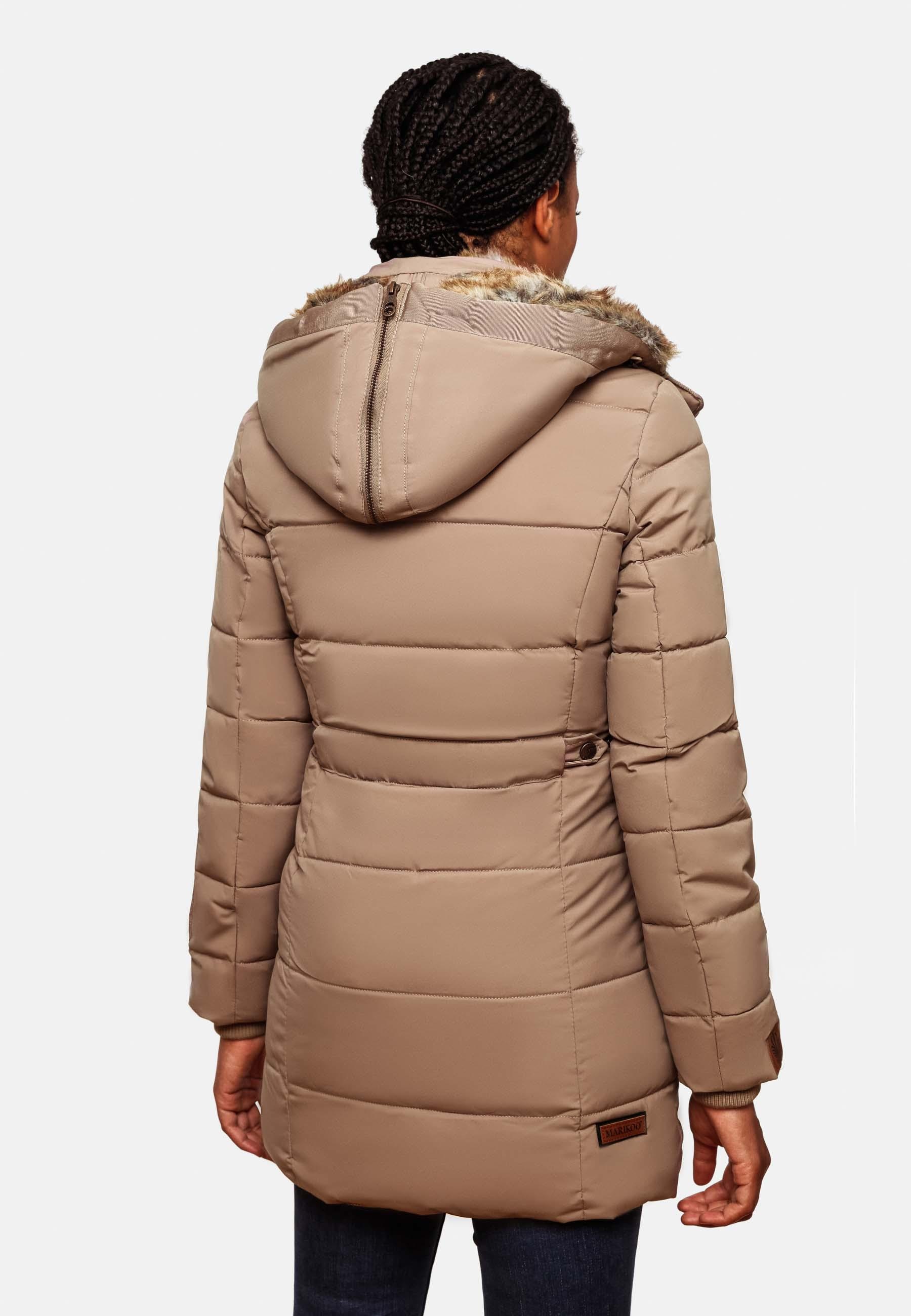 Marikoo Wintermantel »Lieblings Jacke«, stylischer Winter Steppmantel m. Kunstpelz-Kapuze