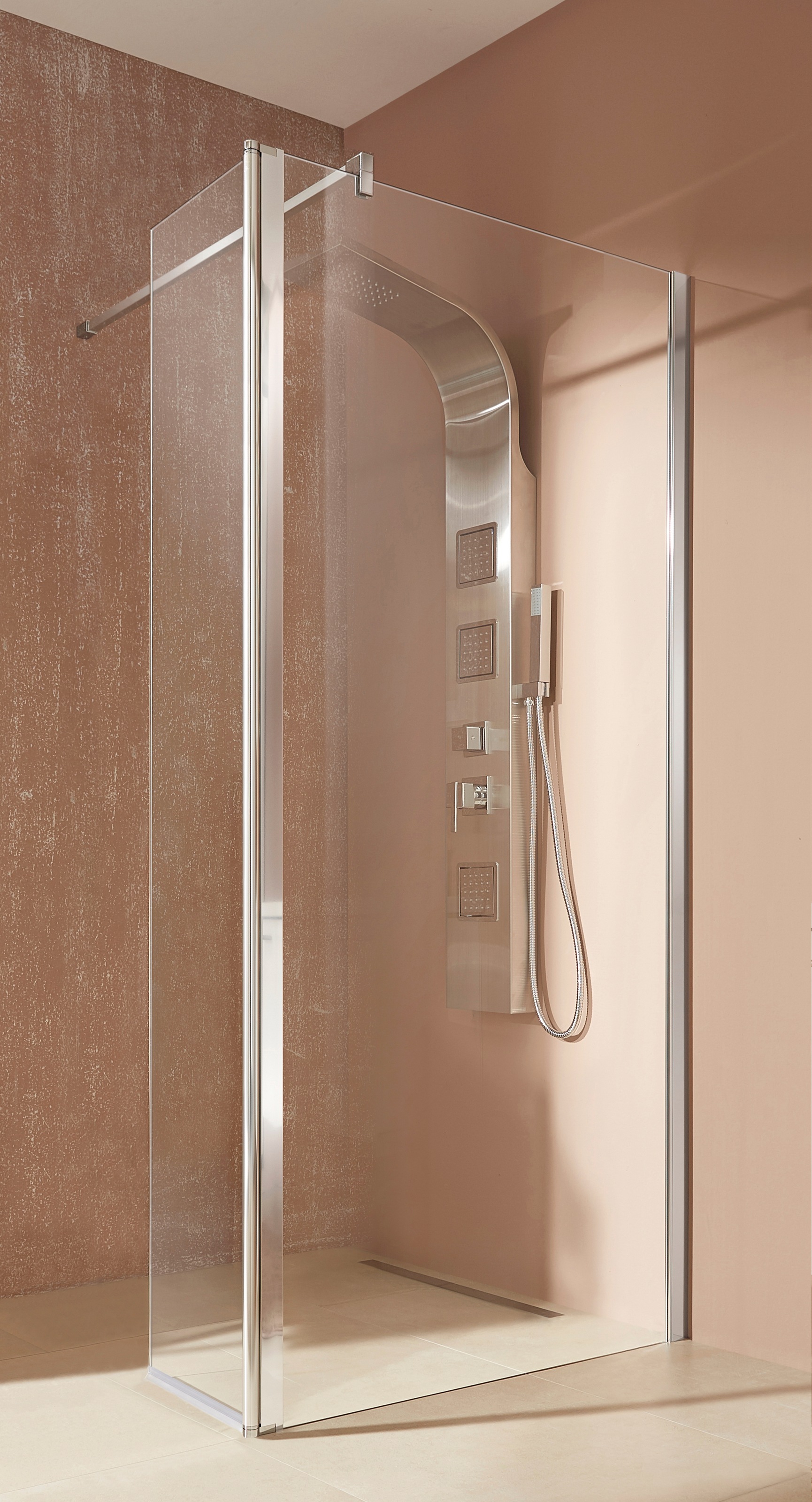 welltime Walk-in-Dusche "Mailand" in 3 verschiedenen Breiten (90,100, 120cm), 6mm Sicherheitsglas