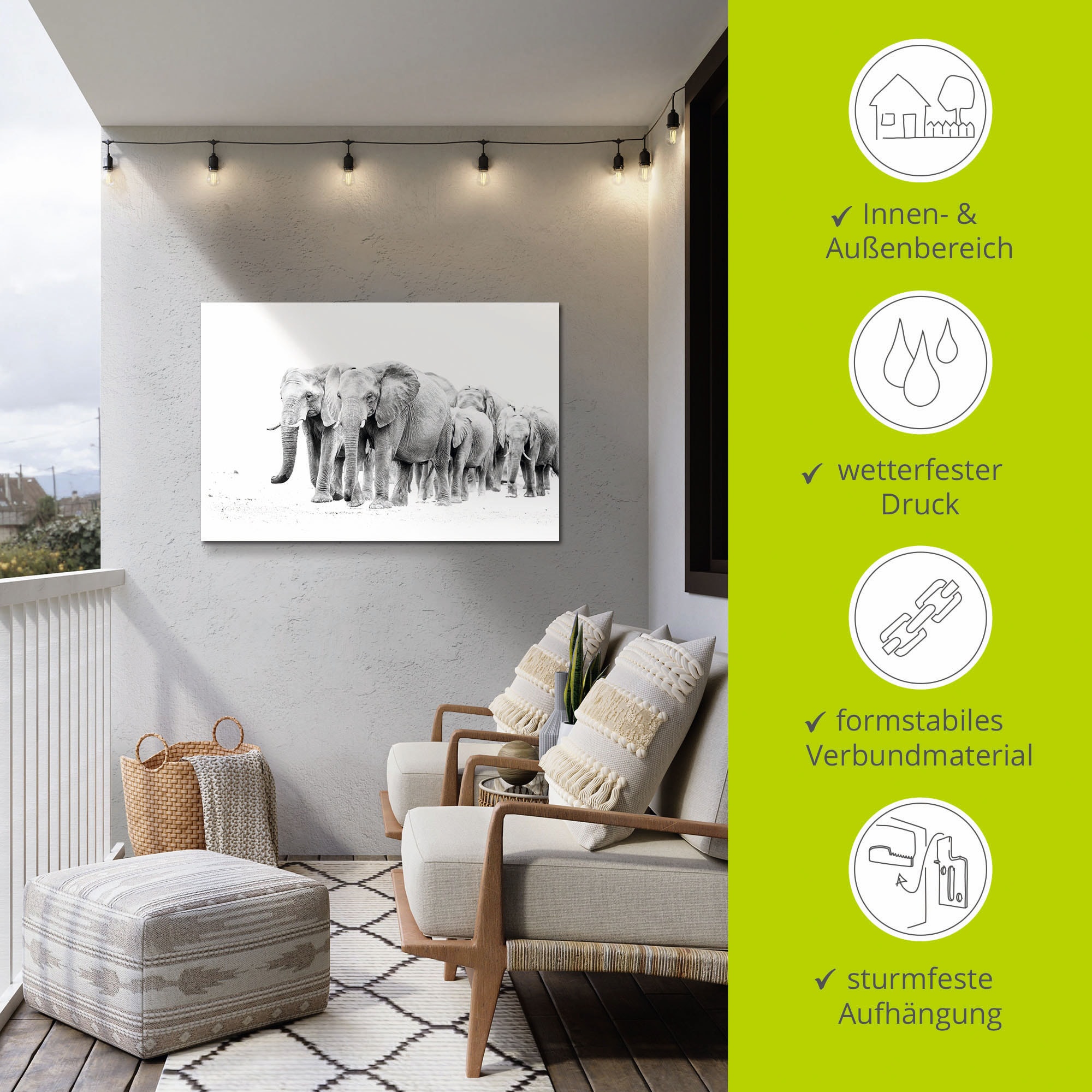 Artland Wandbild »Karawane der Eefanten«, Elefanten Bilder, (1 St.), als Alubild, Leinwandbild, Wandaufkleber oder Poster in versch. Größen