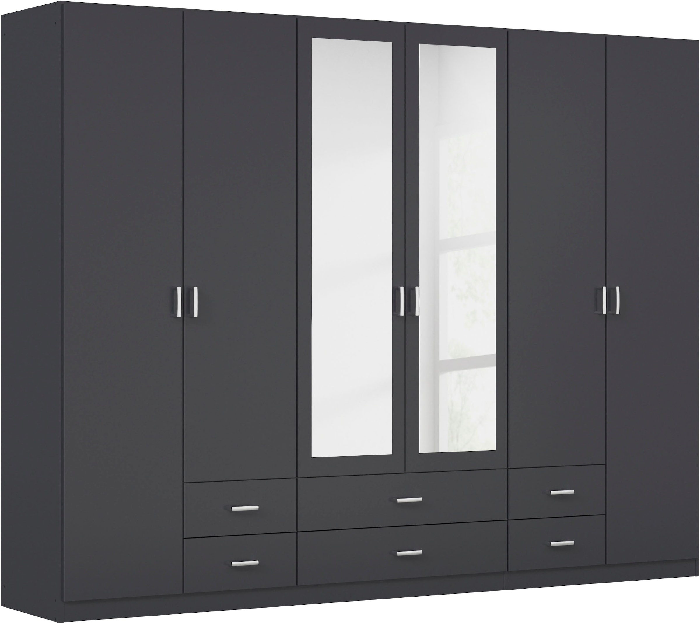 rauch Kleiderschrank "Schrank Garderobe Ankleide GAMMA Breiten 91/136/181/226/271/315/360 cm" in 3 Ausstattungen BASIC/CLASSIC/PREMIUM (inkl. SOFT-CLOSE-Funktion), verschiedene Griff-Varianten, mit Spiegel TOPSELLER MADE IN GERMANY