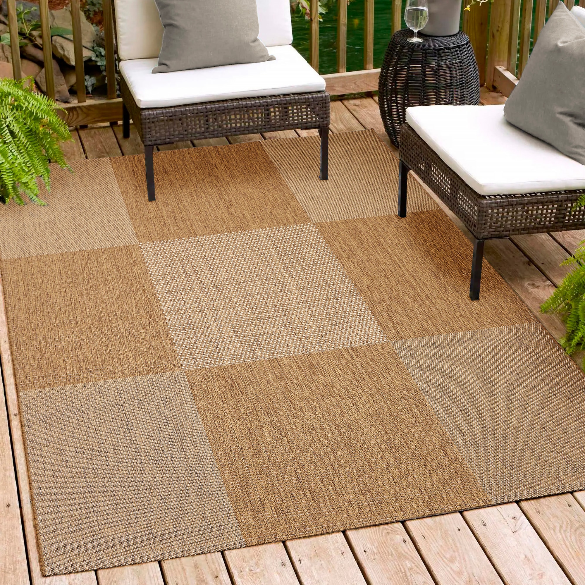 Andiamo Teppich "ARIZONA1" rechteckig 5 mm Höhe Flachgewebe, kariertes Muster, In- und Outdoor geeignet, wetterfest
