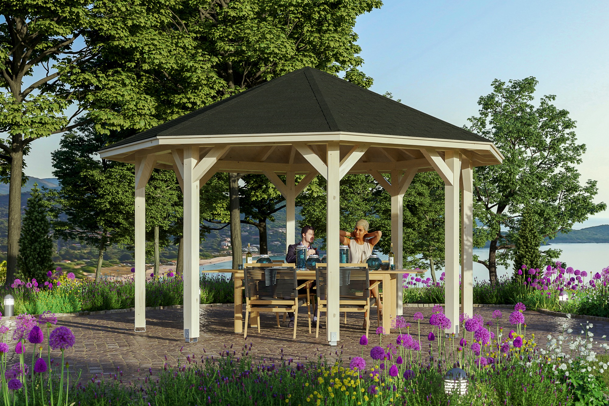 Skanholz Holzpavillon »Nice 2«, Leimholz, 399 x 399 cm