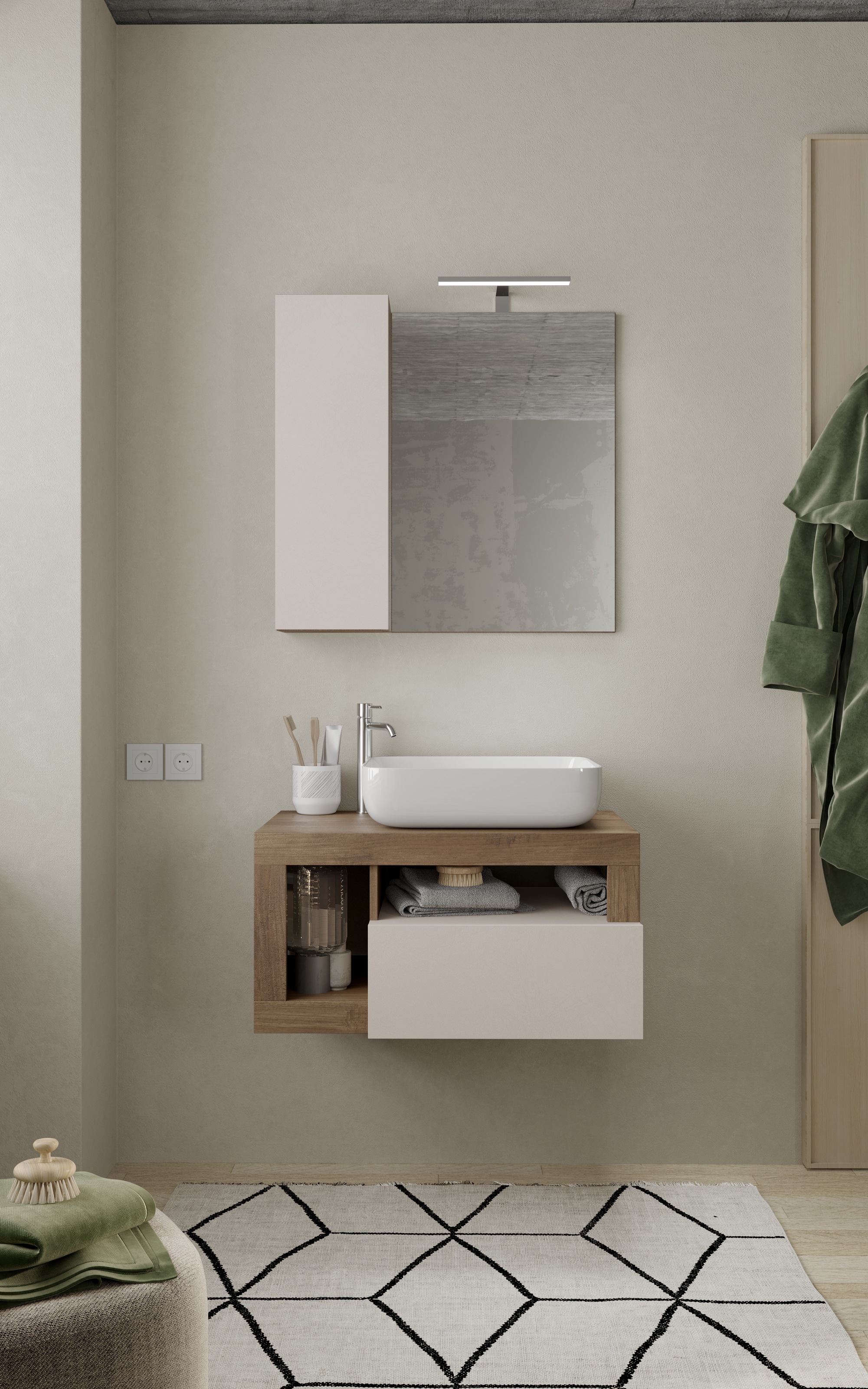 Thumbnail - welltime Badmöbel-Set "Hamburg, Badezimmerset 2tlg. Breite 79 cm, Badmöbel, Waschtisch inkl." Spar-Set, 2 Stk. tlg.