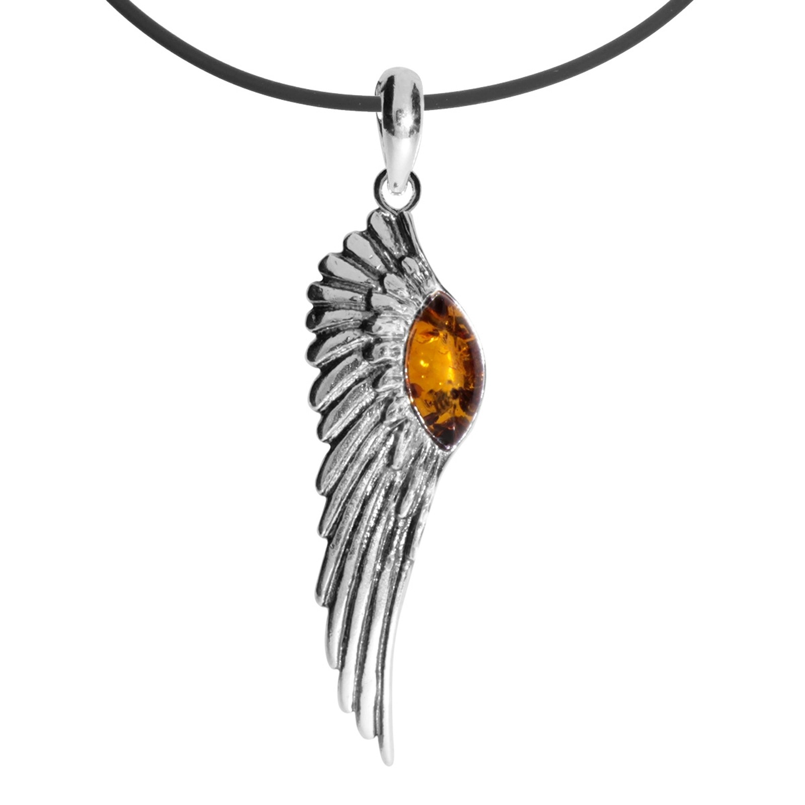 OSTSEE-SCHMUCK Damen Kette mit Anhänger "Ostsee-Schmuck Kette mit Anhänger Engelsflügel", 45cm, Silber 925 (Sterlingsilber), L: 42, silber, Silber