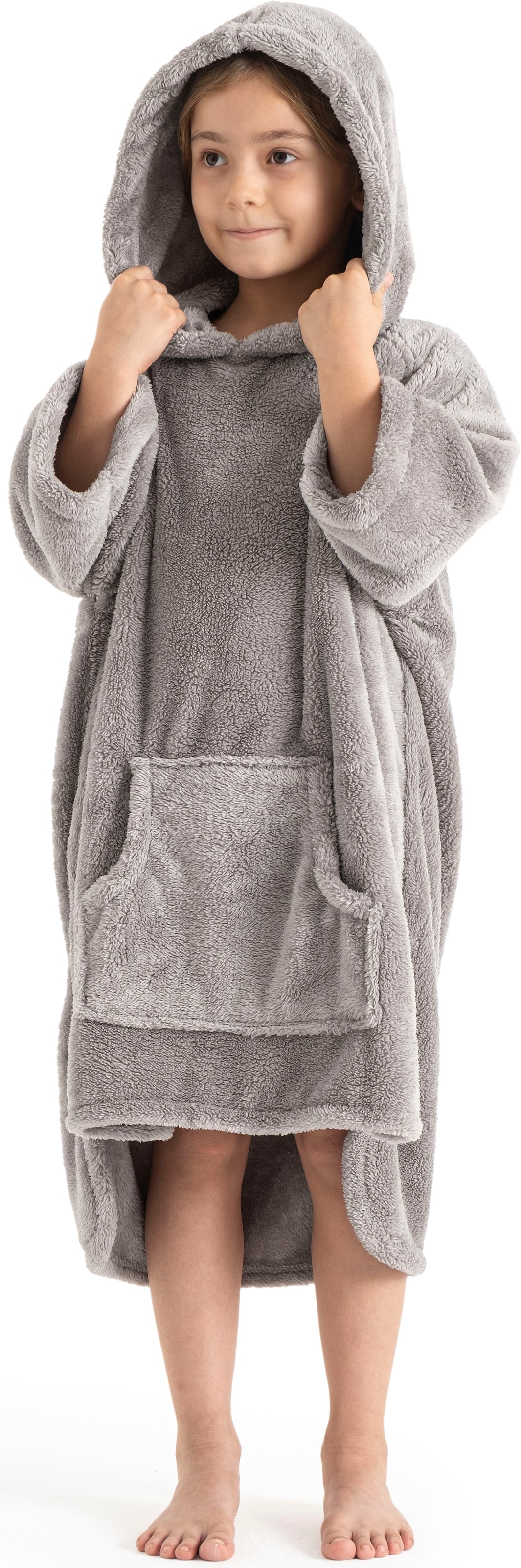 my home Badeponcho »Lillou, für Kinder, ideal für Urlaub oder im Schwimmbad«, (1 St.), weich und kuschelig, Fleece, plüsch, Surfponcho