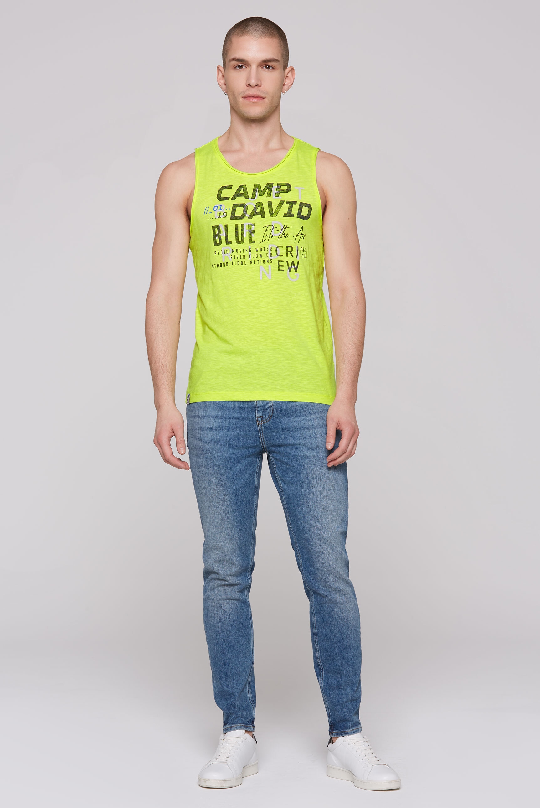CAMP DAVID Tanktop, mit offenen Kanten an den Ausschnitten