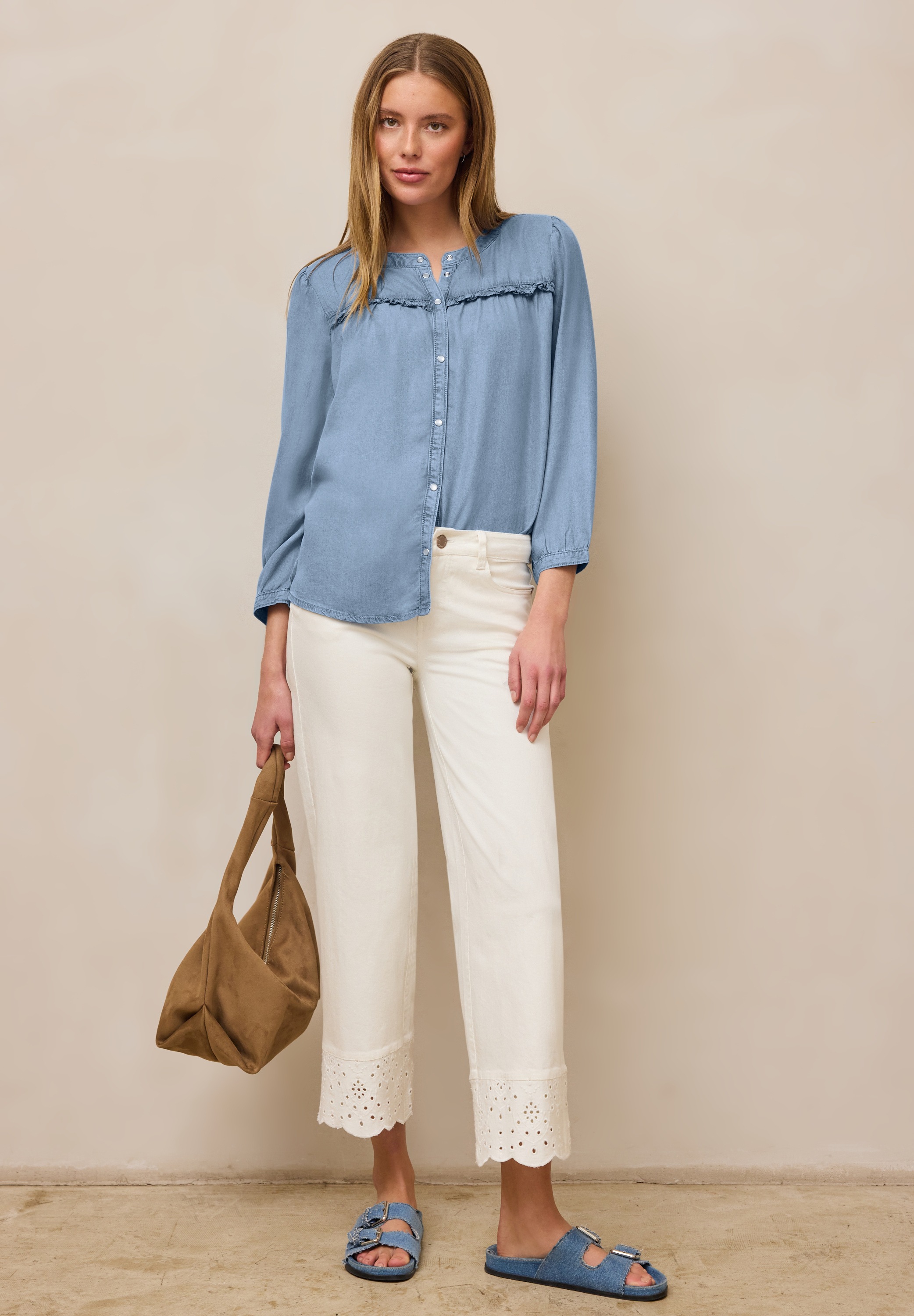 STREET ONE STUDIO Jeansbluse mit 3/4 Ärmeln