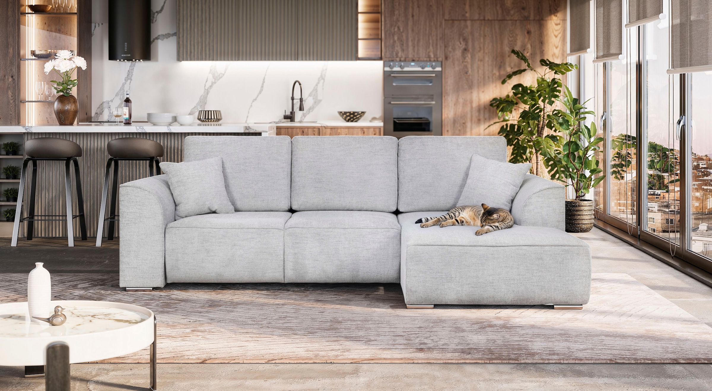 OTTO home Ecksofa "BEATRICE optionale Schlafsofa mit Bettkasten, B/T/H: 265 günstig online kaufen