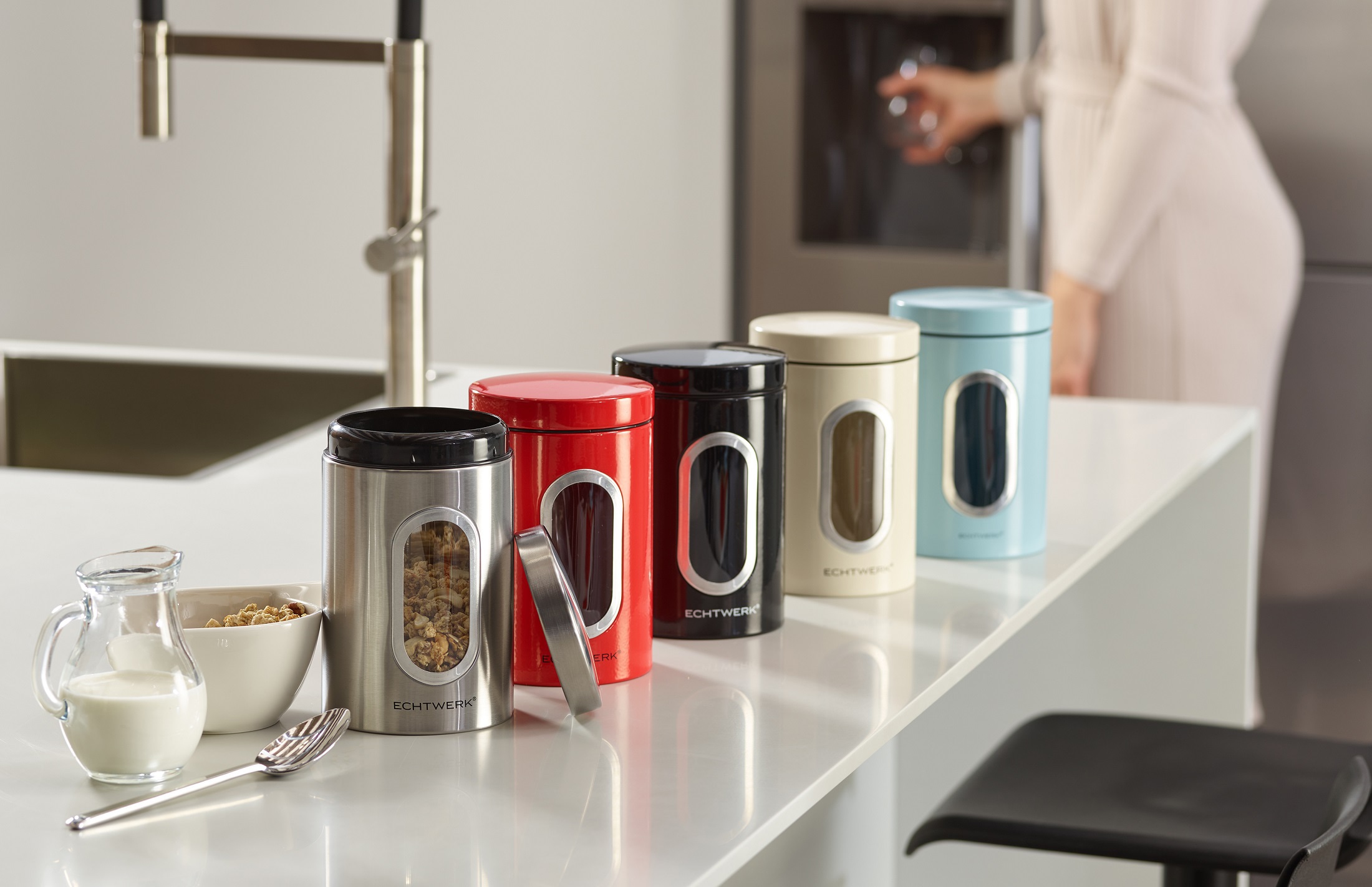 ECHTWERK Vorratsdose 1 Stk. tlg. Aufbewahrungsbehälter mit Luftdichtem Deckel, Sichtfenster, 1,4 Liter