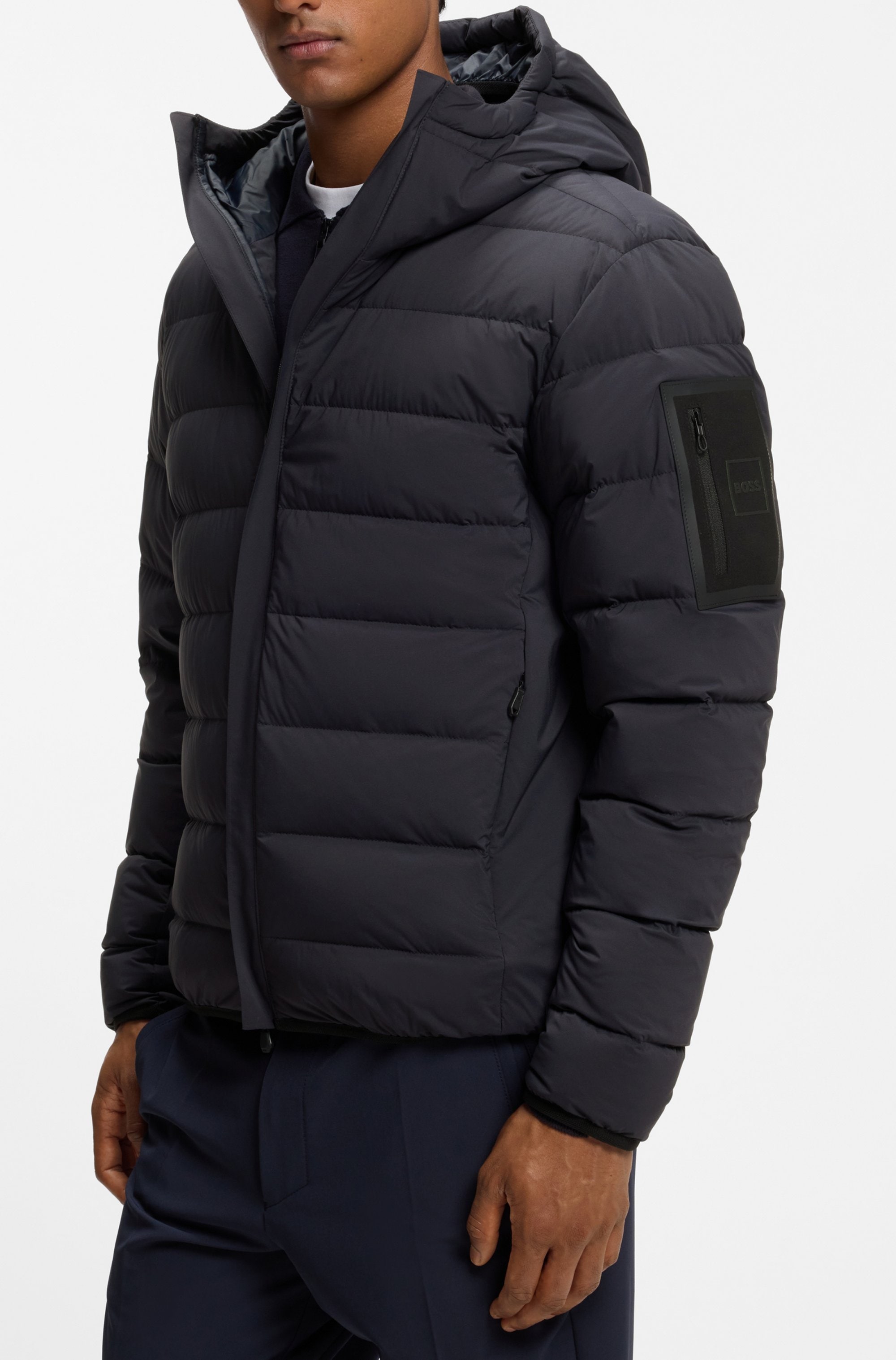 BOSS GREEN Steppjacke »OW Riplite JT HD« mit Kapuze abenehmbare Kapuze wasserabweisend regular fit, 4-Wege Stretch