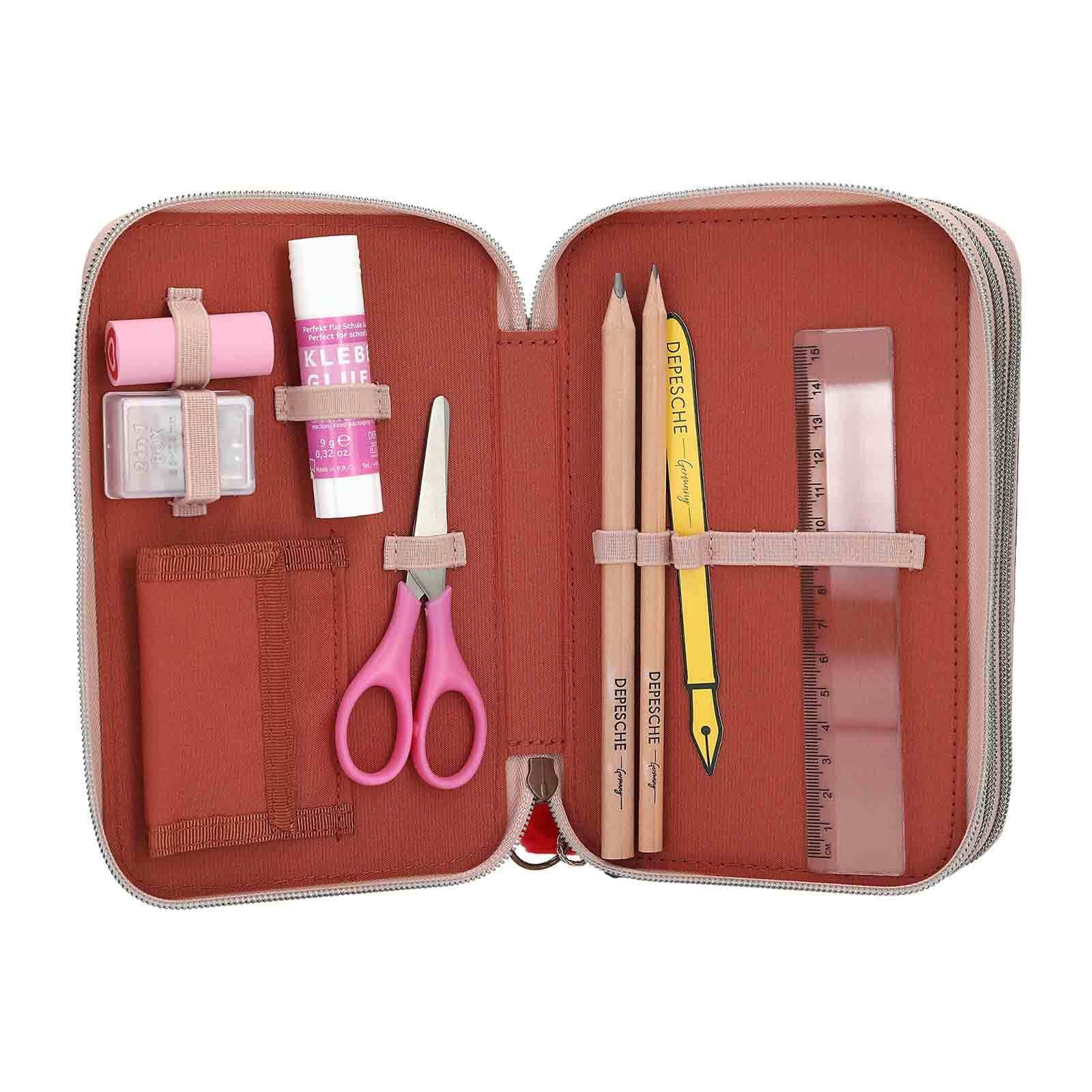 Depesche Buntstift »3-Fach Federtasche FUR-EVER FRIENDS TOPModel 7,5 x 13 x 20 cm rosa«