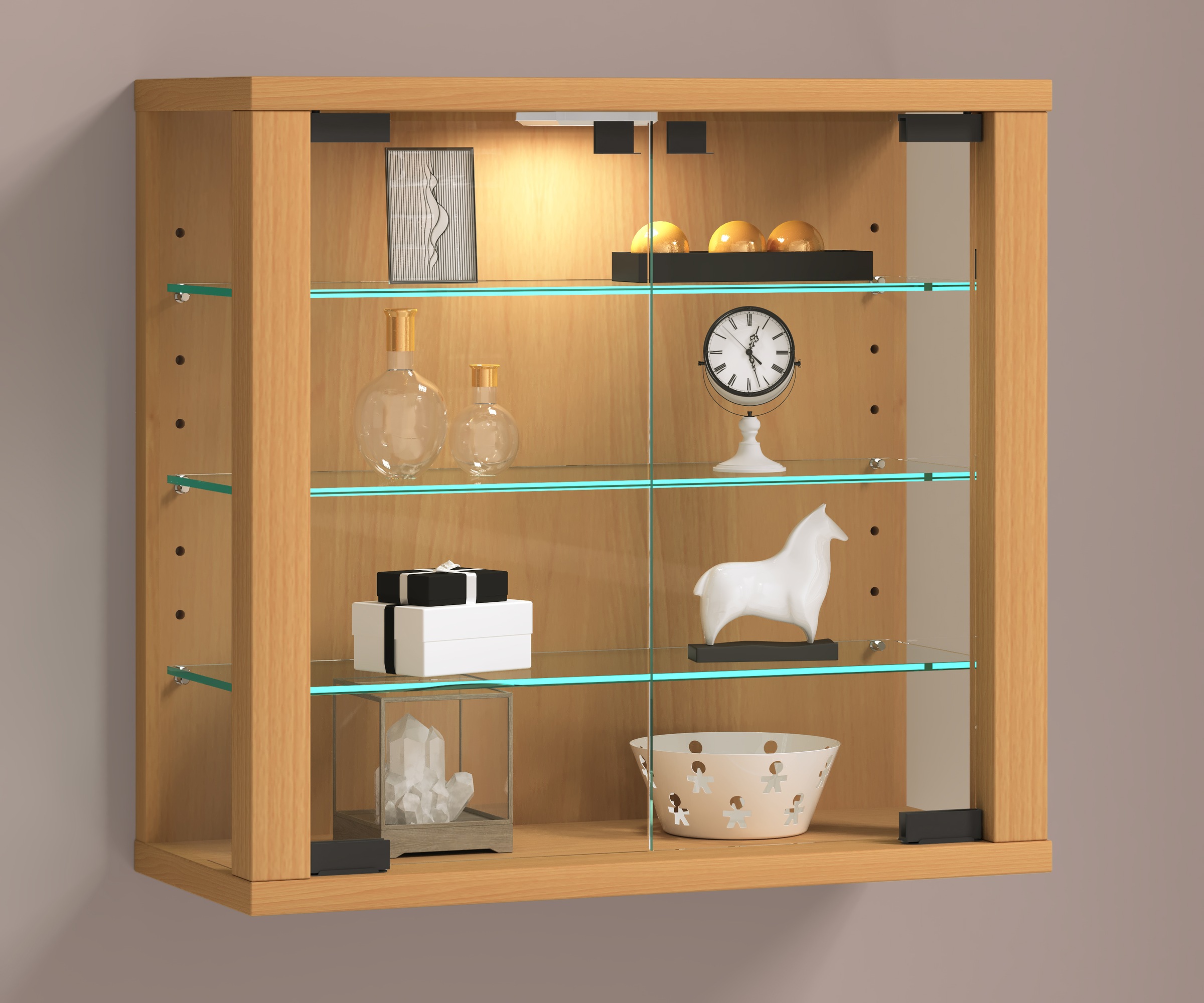 VCM Wandregal, Wandvitrine »Vitrosa S« mit ESG-Sicherheitsglas, Maße: H. 40 x B. 43 x T. 18 cm