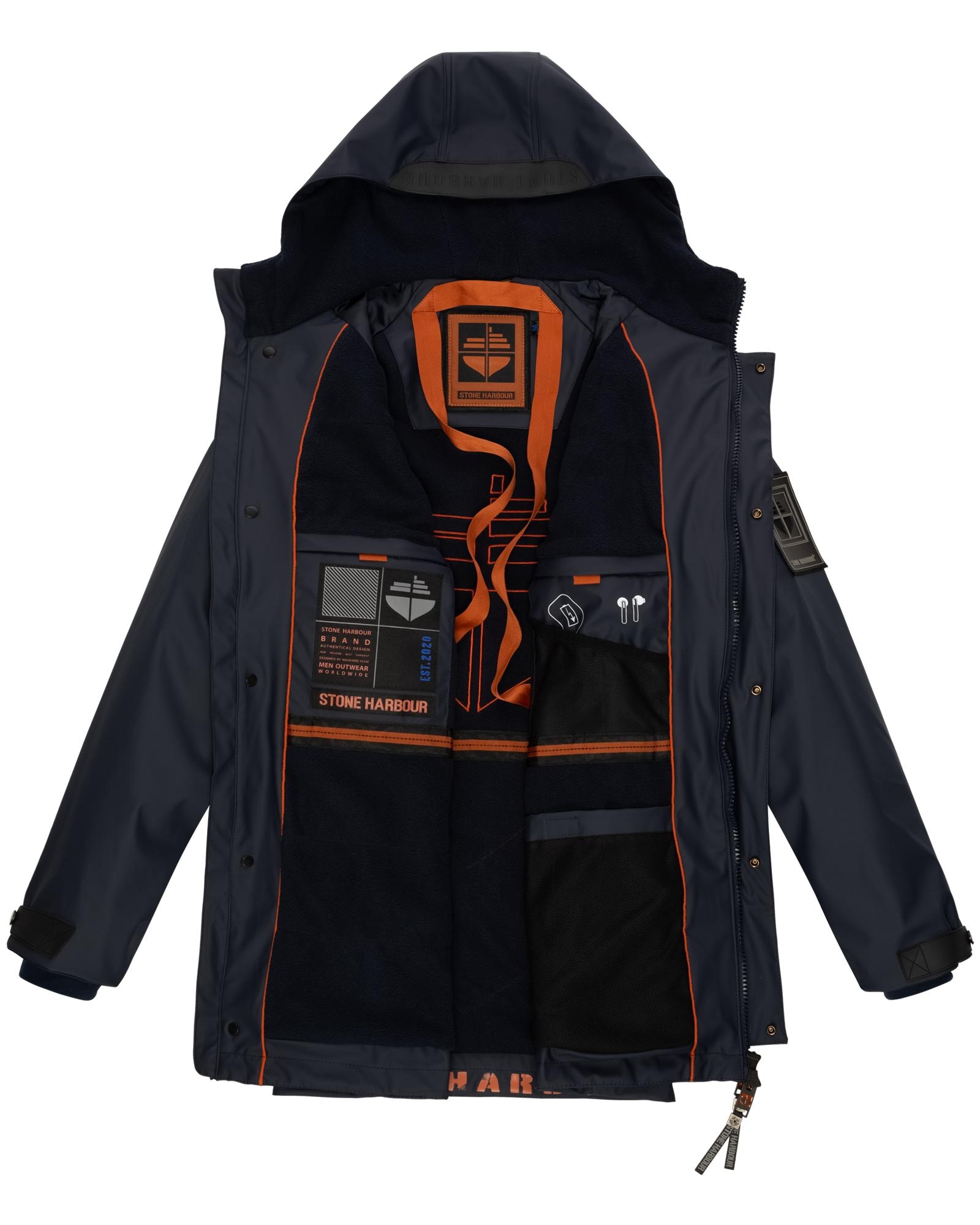 Stone Harbour Regenjacke »Rihaa«, mit Kapuze, Gummierter Regenparka mit Fleece-Innenfutter