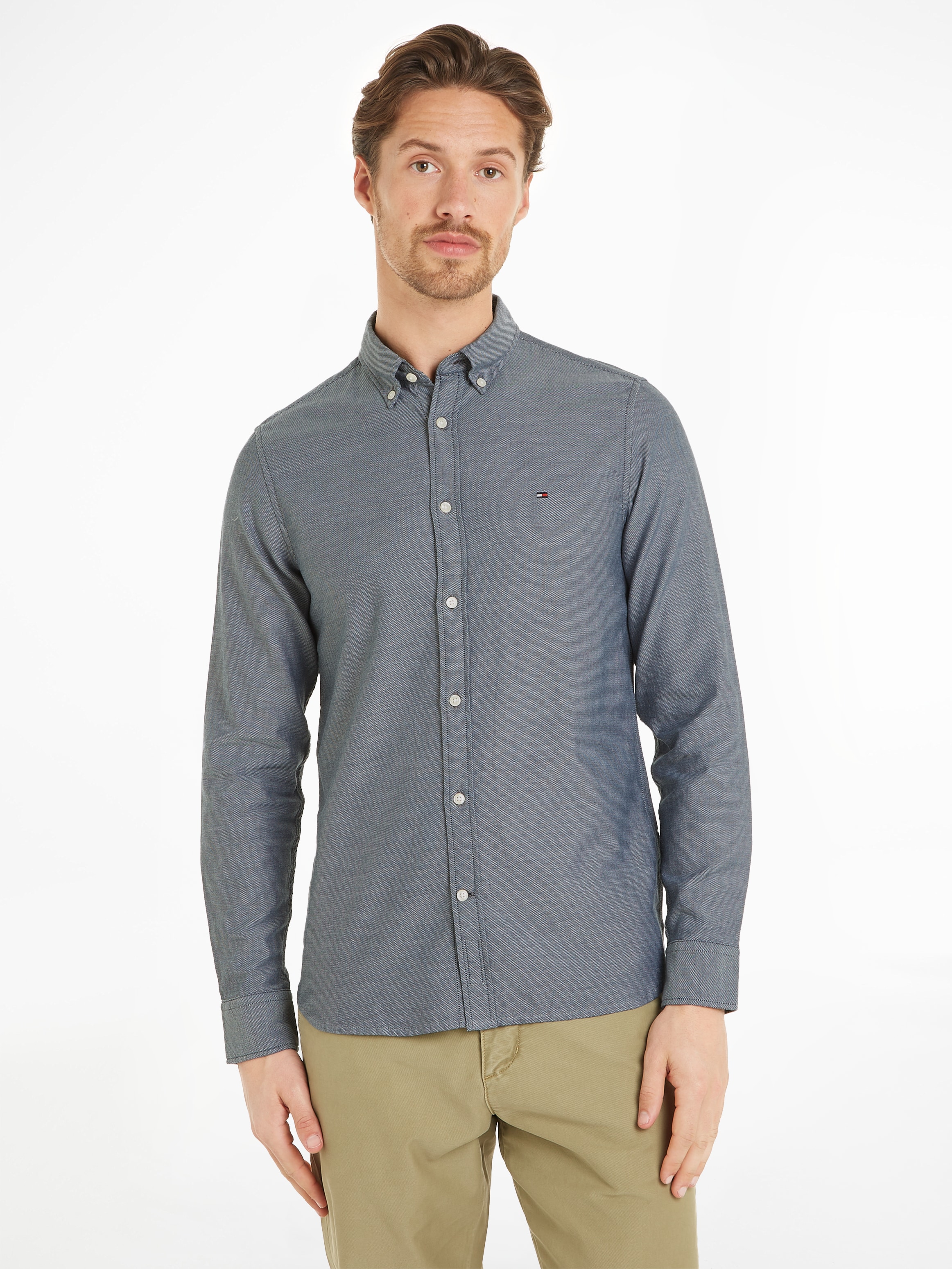 Tommy Hilfiger Langarmhemd »FLEX DOBBY SF SHIRT«, mit Knopfleiste