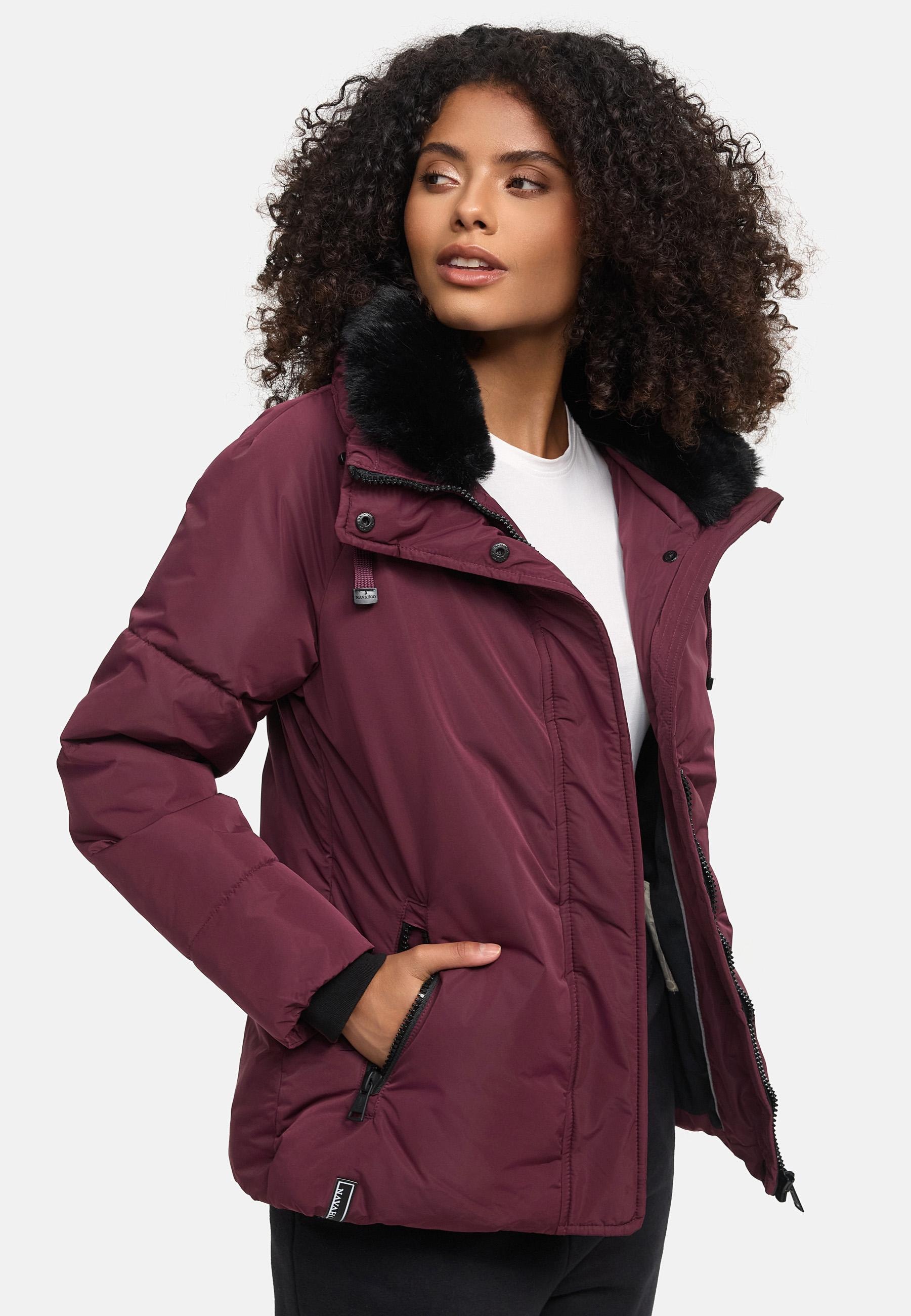 Navahoo Winterjacke »Frostii XIV«, ohne Kapuze, modische Damen Winter Steppjacke mit Kunstfellkragen