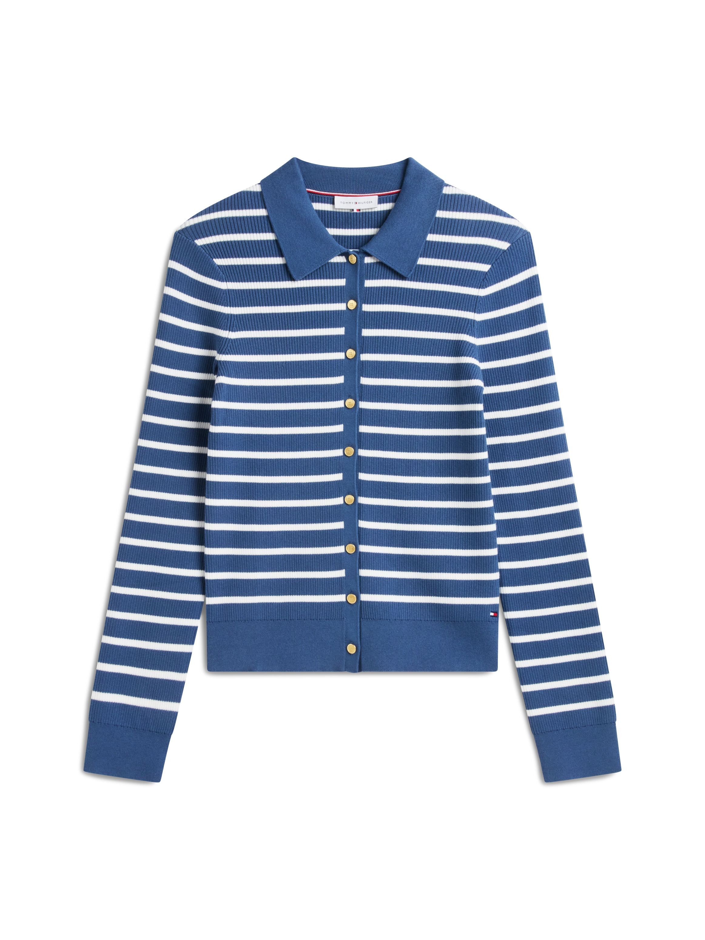 Tommy Hilfiger Strickjacke »FINE GG LS POLO-NK CARDIGAN« Baumwollmischung, Polokragen