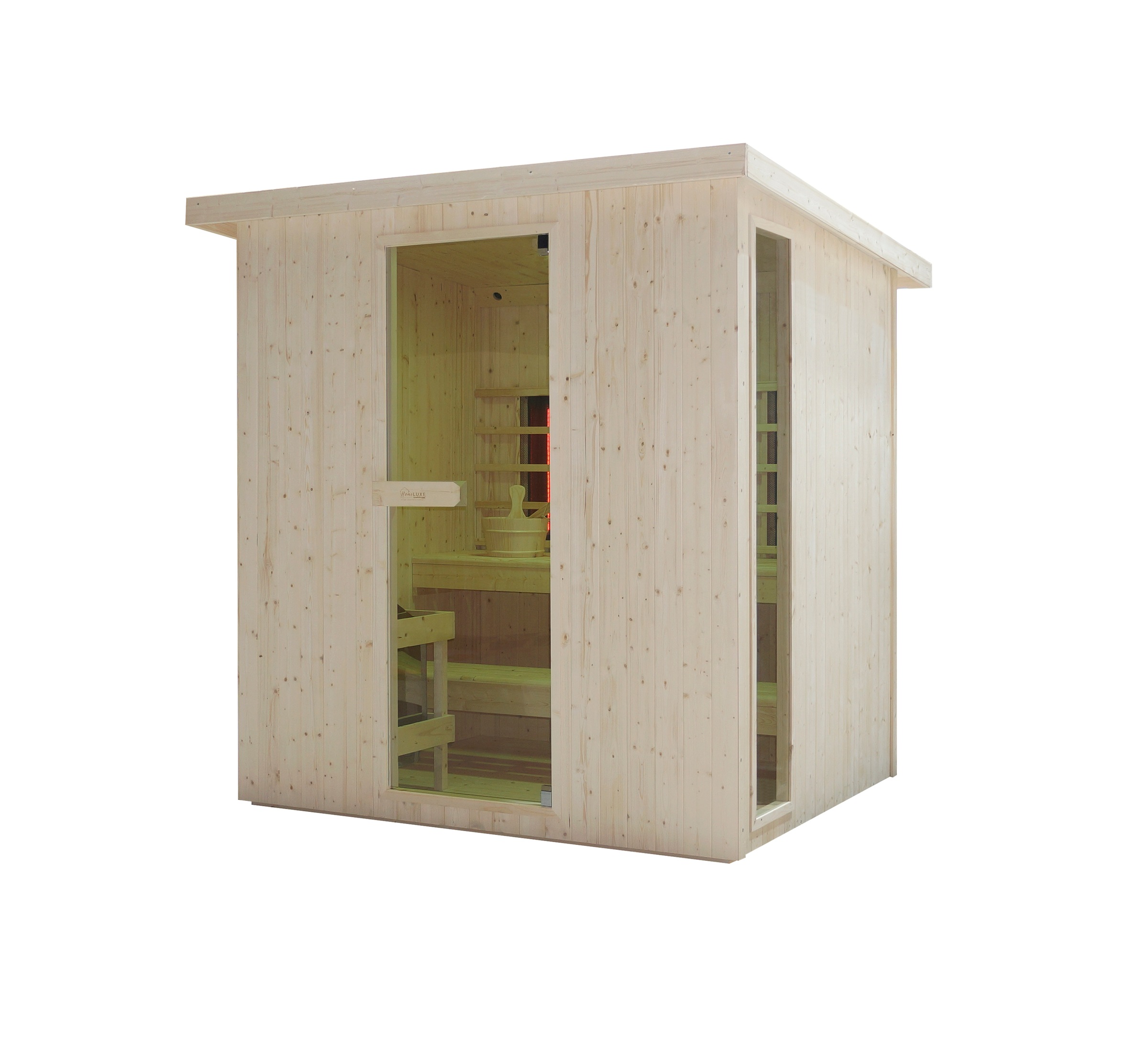 Sanotechnik Sauna »»LAHTI« Außensauna mit Infrarotkabine« geeignet für 6 Personen, Fichetnholz