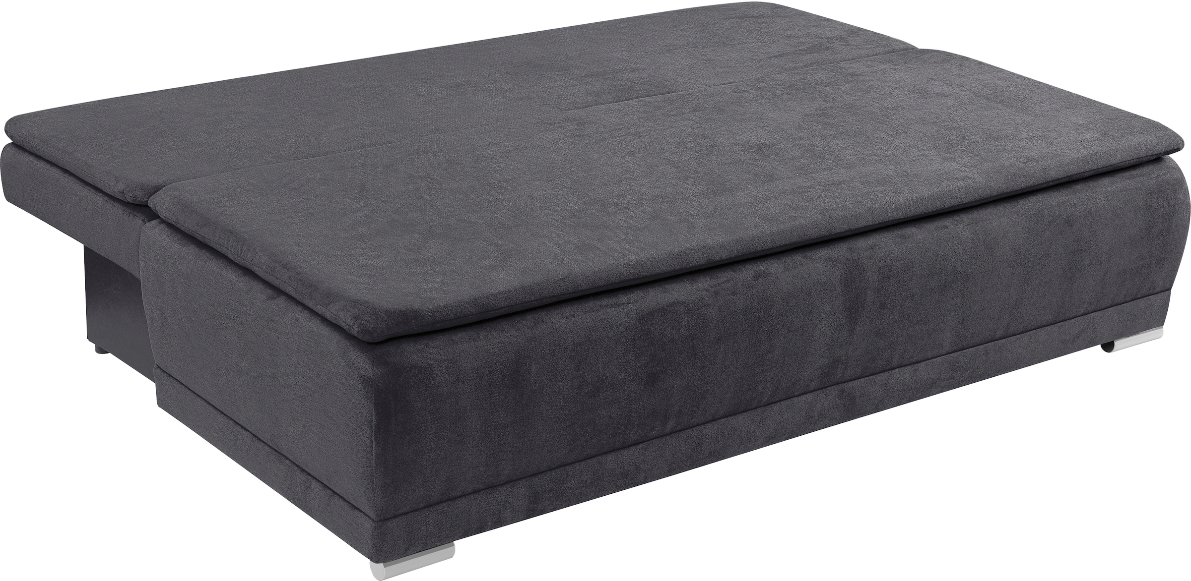 WERK2 Schlafsofa »Biggi komfortabel & elegant, Schlaffunktion, Bettkasten, Breite 206 cm«, inkl. losen Kissen, Struktur weich ASTON, dunkelgrau