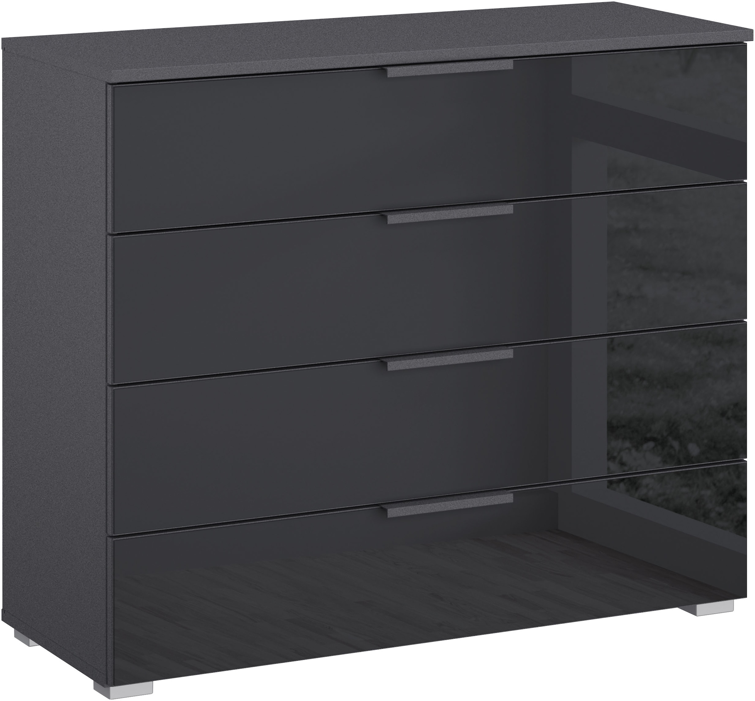 OTTO home Schubkastenkommode "Kommode Sideboard Schubladenkommode Schlafzimmerkommode KOLUNA" Breite 80 cm mit hochwertiger Glasfront, vier große und geräumige Schubladen mit viel Stauraum MADE IN GERMANY