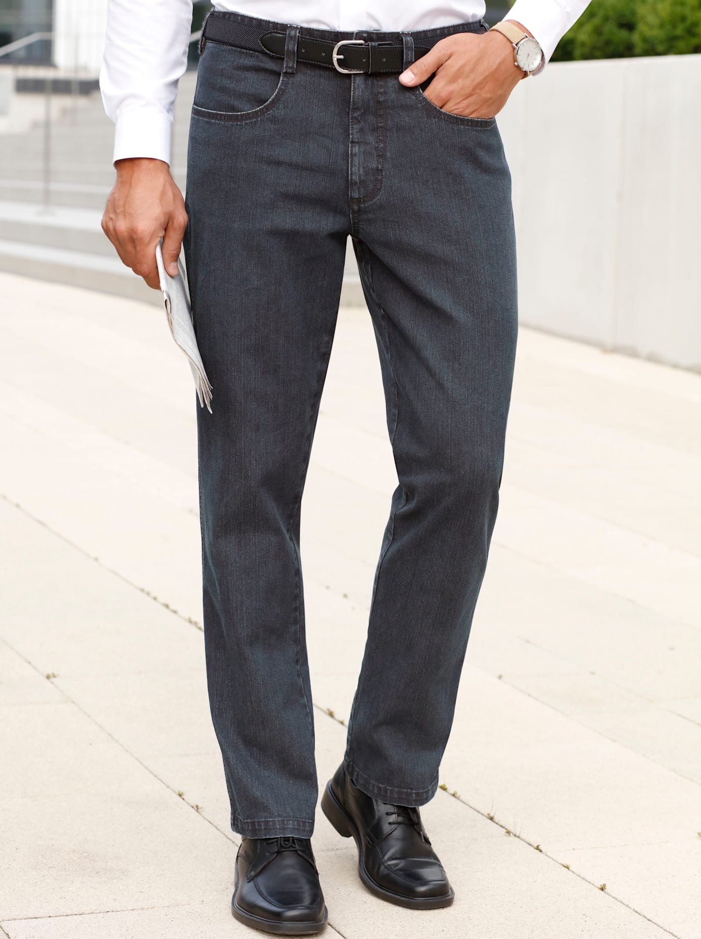 CLASSIC Herren Gerade Jeans, grau, Gr. 31, unifarben, 85% Baumwolle, 14% Polyester, 1% Elasthan, Jeans