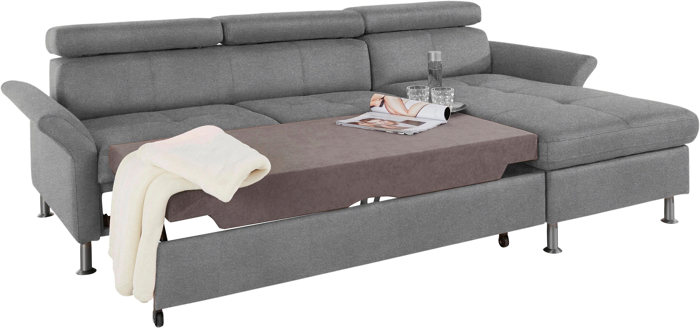 exxpo - sofa fashion Ecksofa »Maretto, bequem und komfortabel, L-Form«, inkl. Kopf- bzw. Rückenverstellung, wahlweise mit Bettfunktion