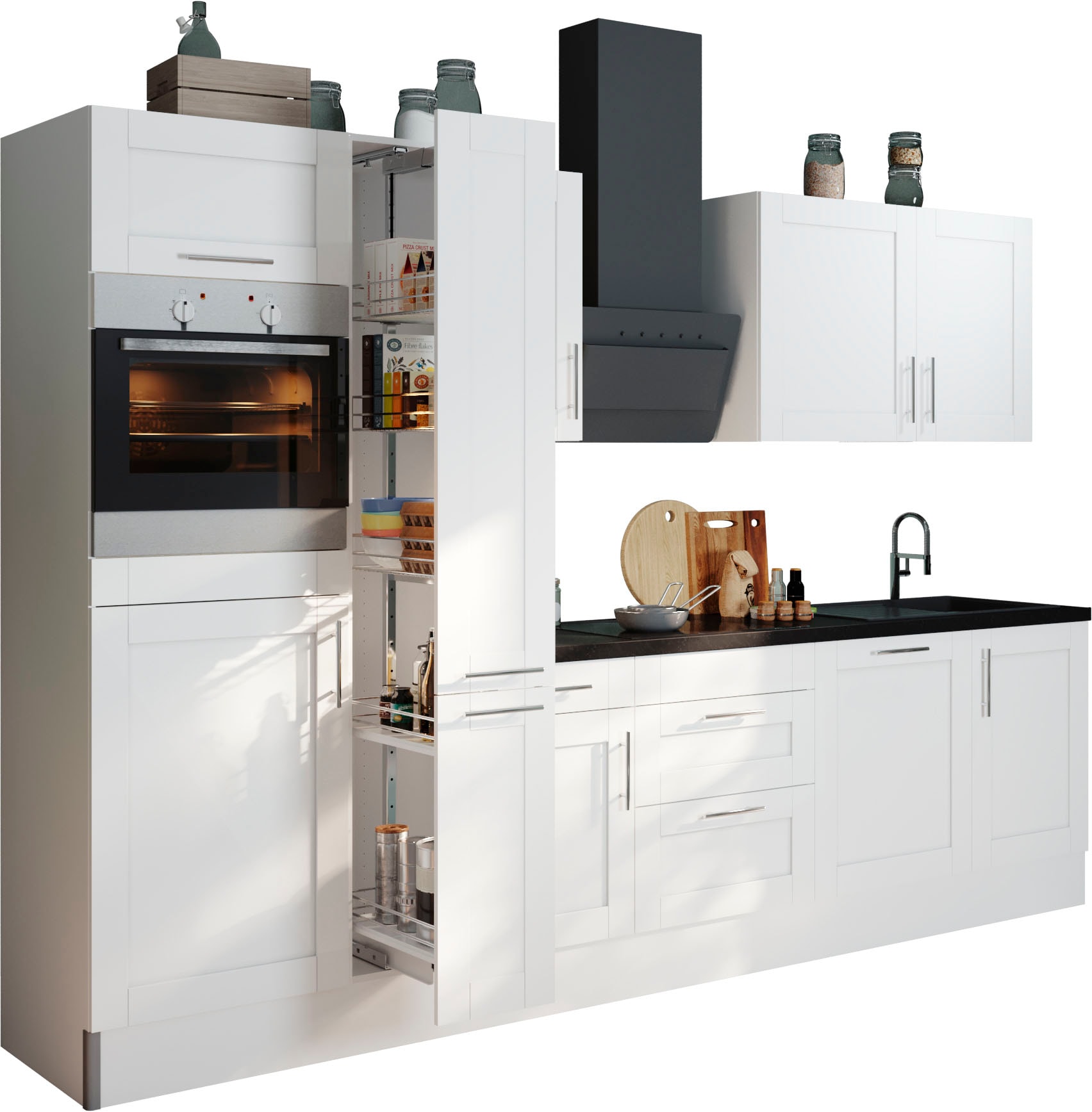 OPTIFIT Küchenzeile »Ahus«, Breite 310 cm, wahlw. mit E-Geräten, MDF  Fronten, Soft Close Funktion | BAUR | Sockelblenden