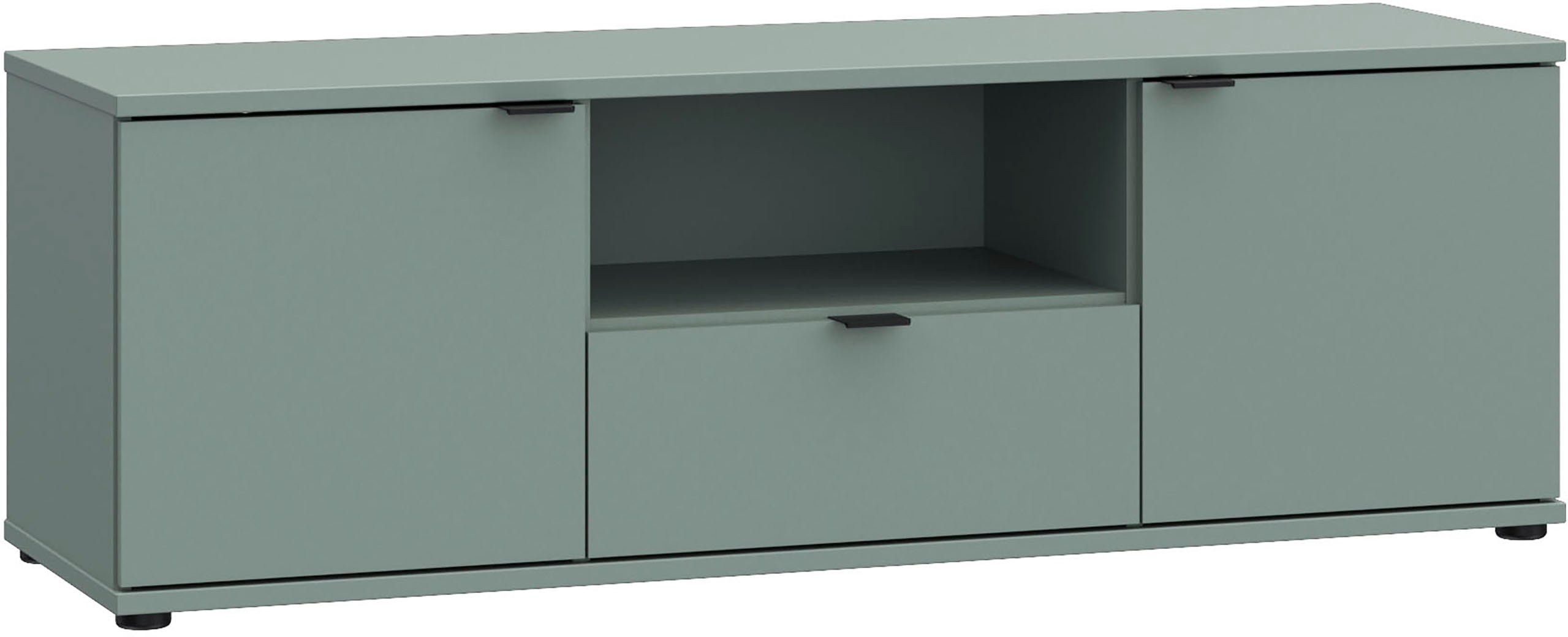 FORTE 1100000002199 "Ganymede" Breite 129,8cm, TV Board, Stauraum, Schublade; Metallgriffe, Kabelführung