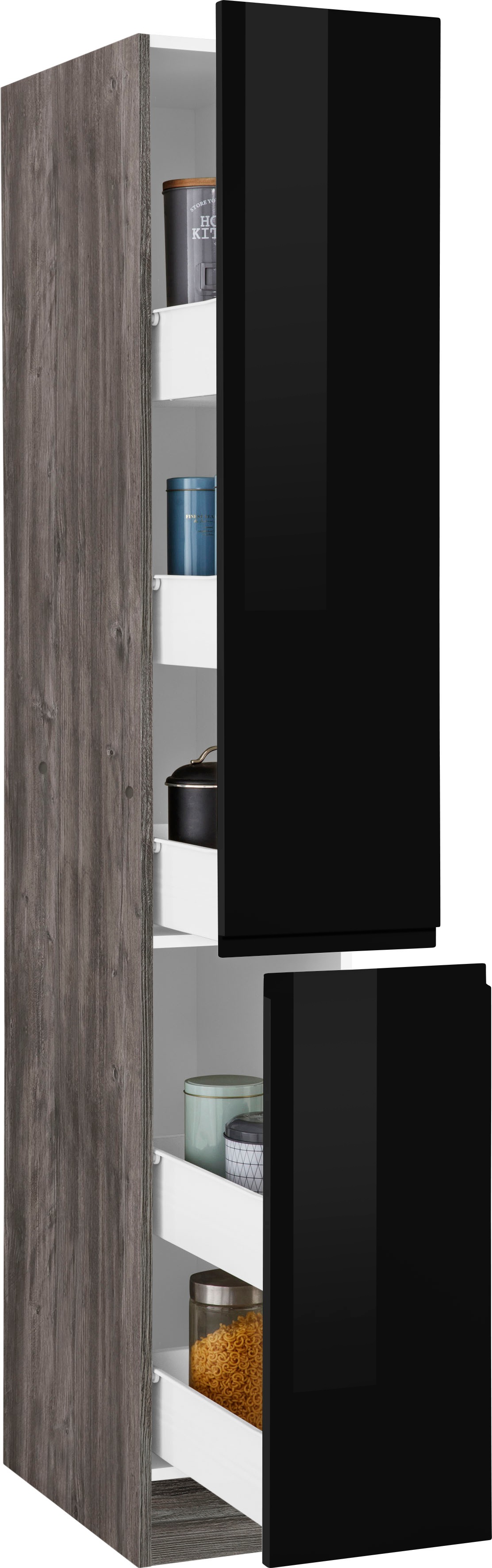 Thumbnail - HELD MÖBEL Apothekerschrank "Virginia", 200 cm hoch 30 cm breit, 2 Auszüge mit 5 Ablagen, griffloses Design