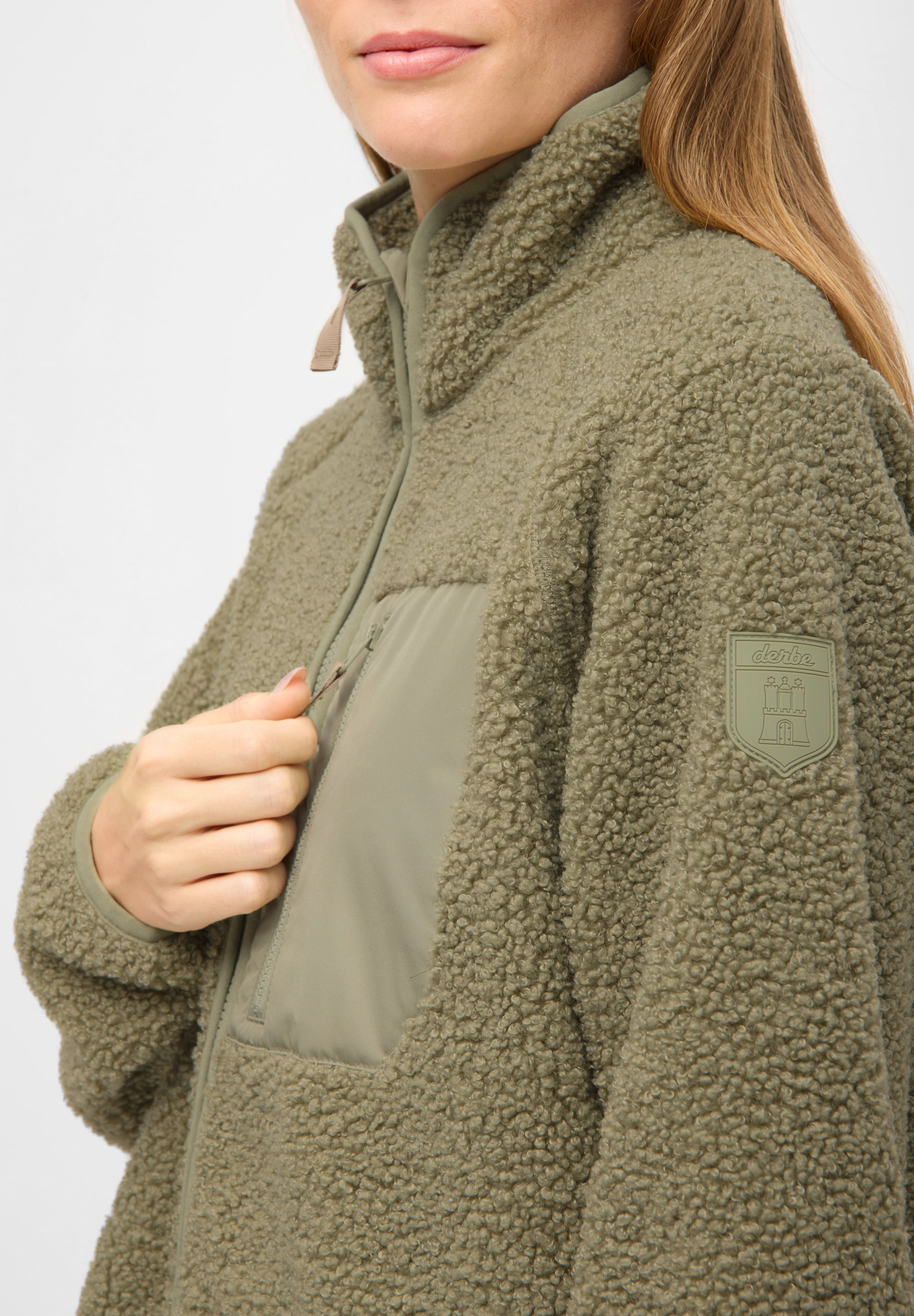 Derbe Fleecejacke »Kuschelby Long« ohne Kapuze Fleecejacke, lang, glitzernd, warm