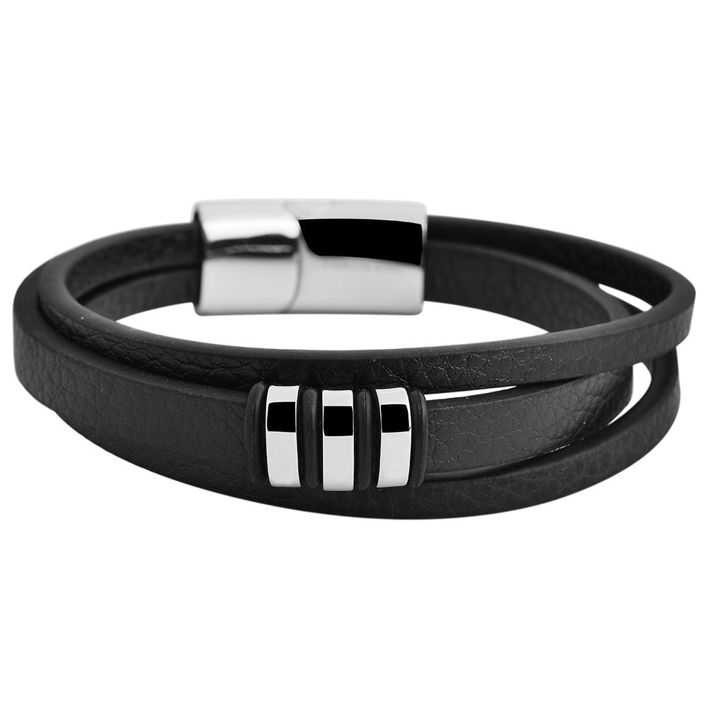 ADELIA ́S Damen Armreif "Unisex Armband – Armreif aus Leder 21 cm", 21cm, Lederschwarz, Leder, Armbänder, Ideal als Geschenk – dezent und elegant