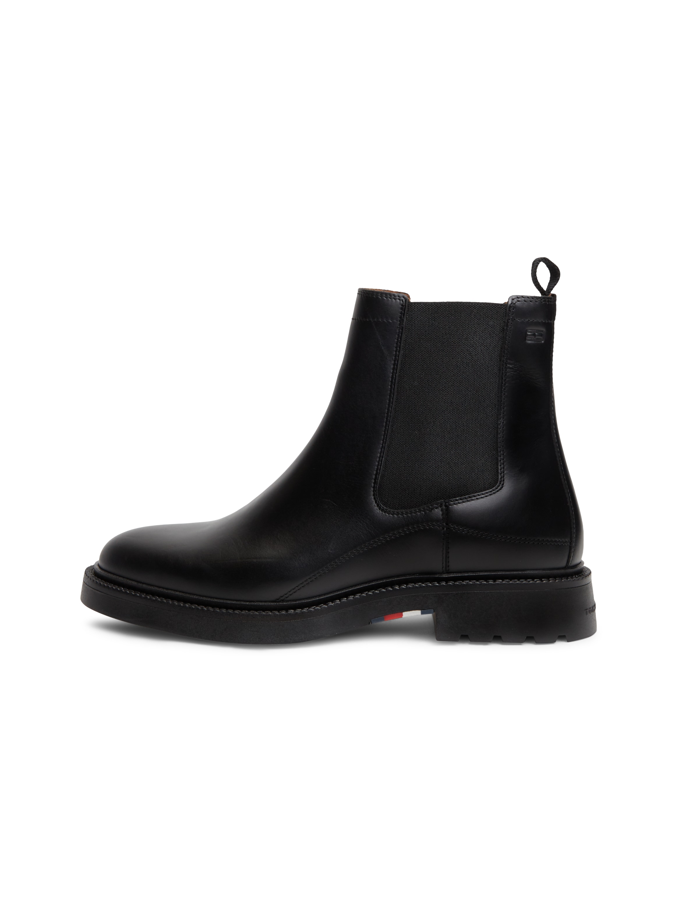 Tommy Hilfiger Chelseaboots »CORPORATE CASUAL LTH CHELSEA«  Blockabsatz, Stiefelette mit beidseitigem Stretcheinsatz, schmale Form
