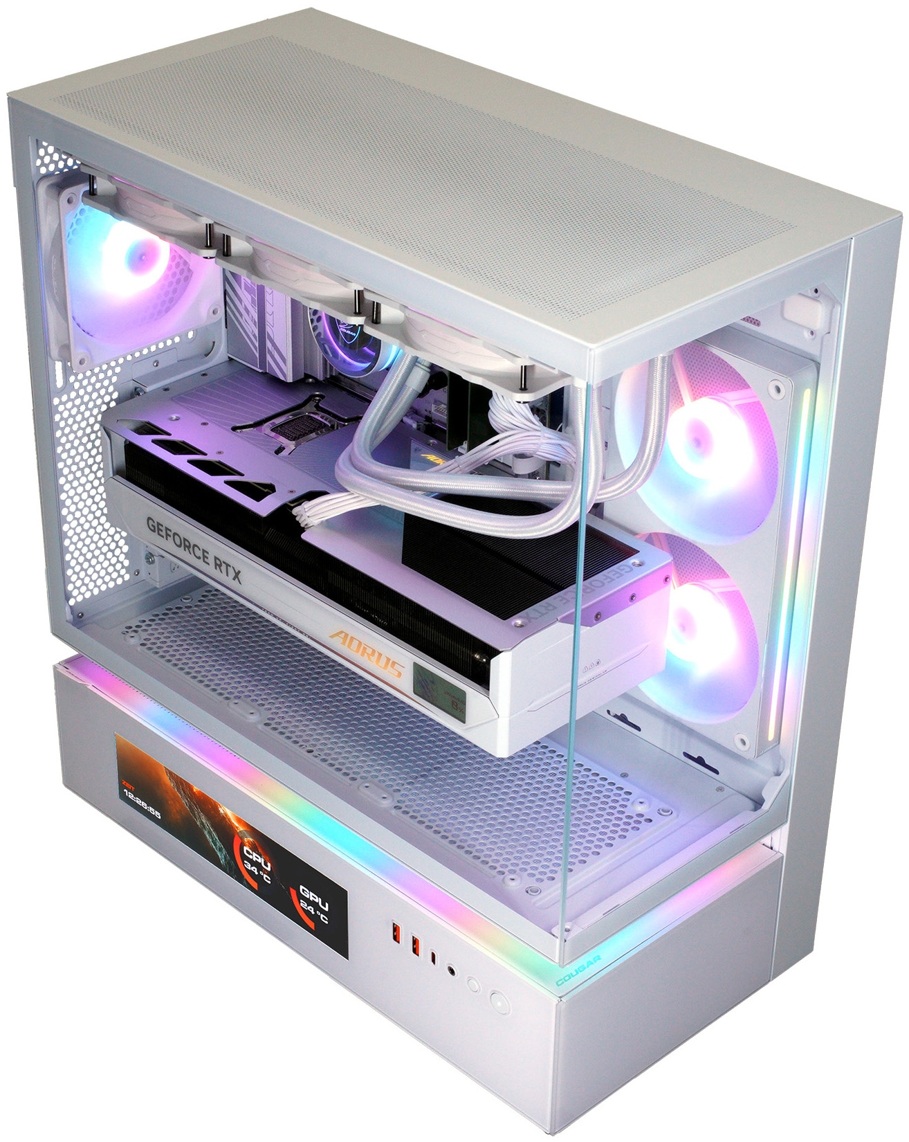 Cougar Gaming-PC »CFV235 Vision WT 8063 AMD Ryzen 7 9700X 32GB DDR5 2TB SSD RTX 5080« Windows 11, DDR5 RAM, Wasserkühlung