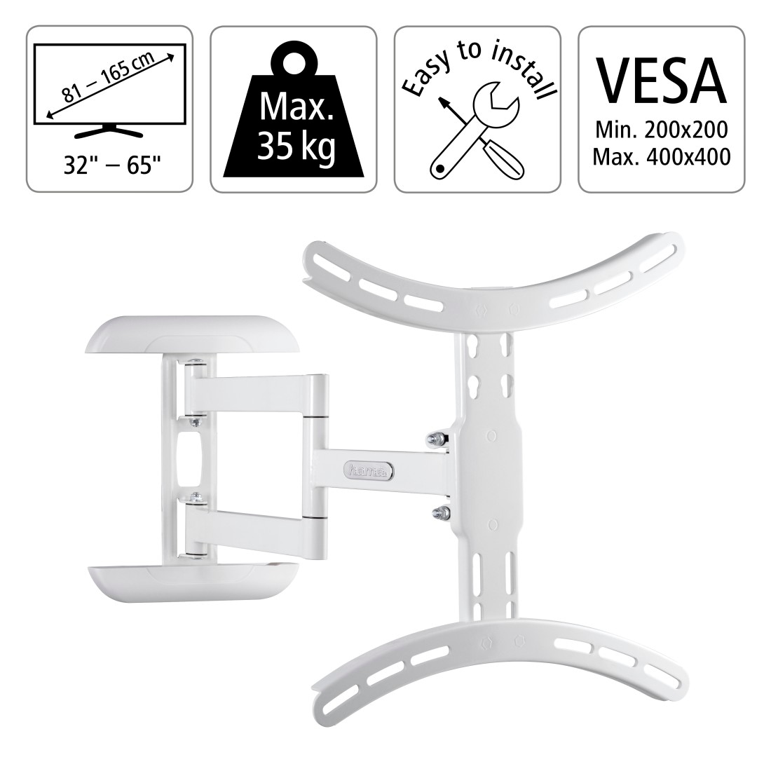 Hama TV-Wandhalterung »TV-Halterung, schwenkbar,vollbeweglich,81-165 cm (32"-65"),43",50",55"«, bis 165 cm Zoll