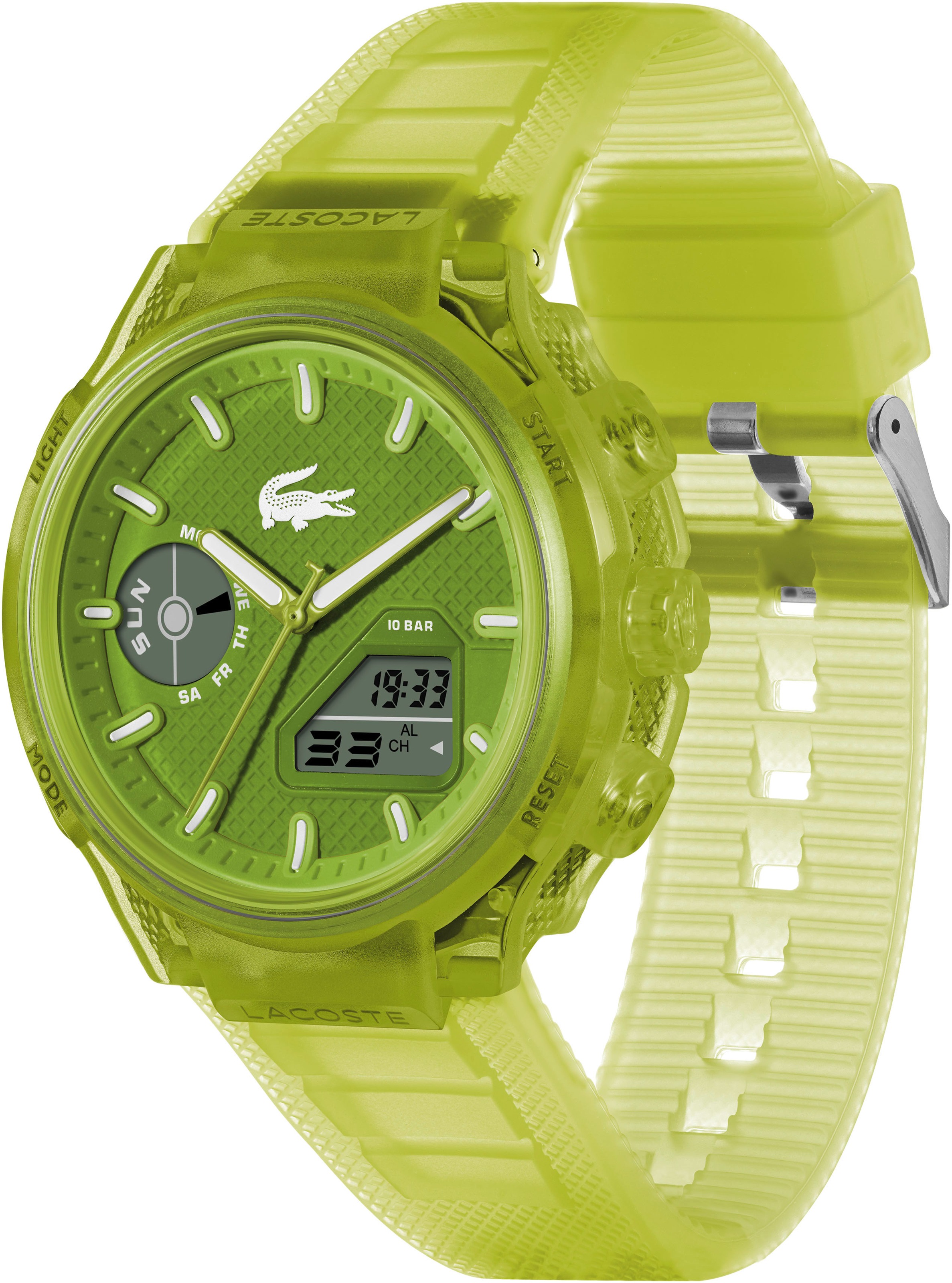 Lacoste Quarzuhr »LC33«, Armbanduhr, Herrenuhr, Silikonarmband, analog, digital, Wochentag