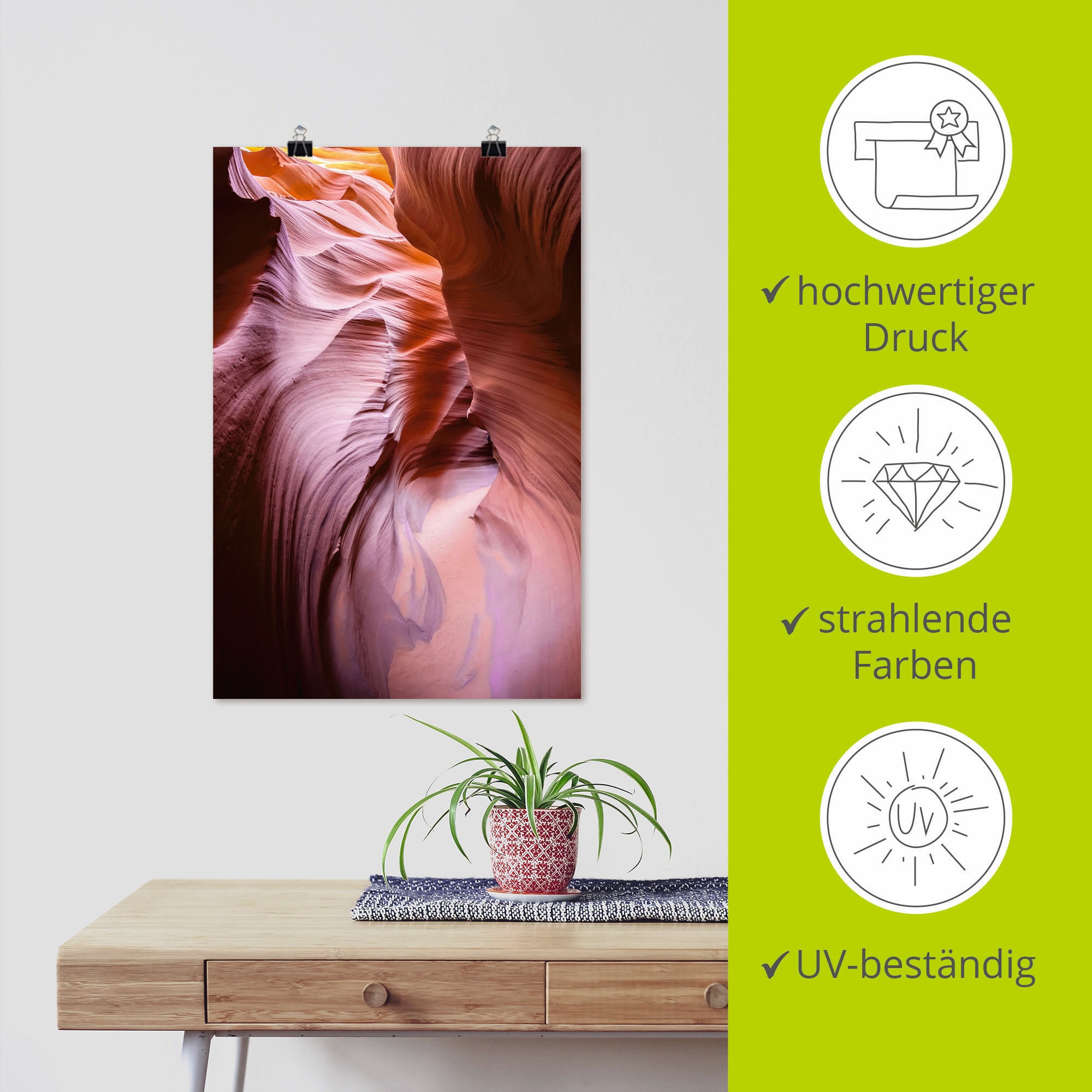 Artland Wandbild »Schmale Pfade durch den Antelope Canyon«, Bilder von Amerika, (1 St.), als Alubild, Leinwandbild, Wandaufkleber oder Poster in versch. Größen