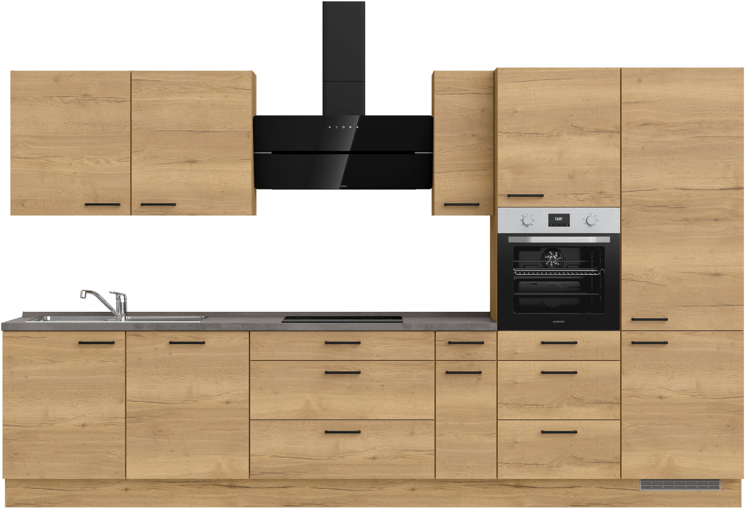 nobilia Küchenzeile ""Structura II", NEU: individuell anpassbar mit gratis Profi-Beratung" vormontiert, Breite 360 cm, Ausrichtung wählbar, wahlw. mit E-Geräten