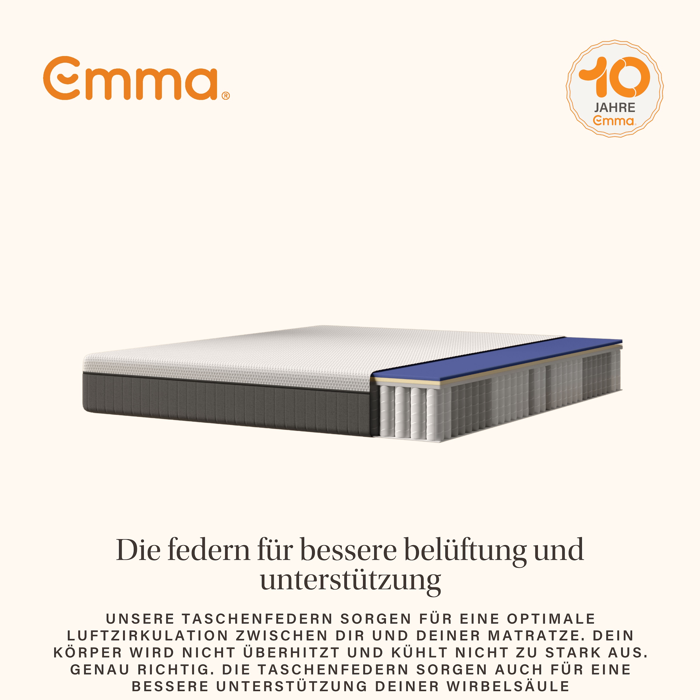Emma Taschenfederkernmatratze »Emma 25 Hybrid«, 25 cm hoch, Raumgewicht: 35 kg/m³, (1 St., 1-tlg.)