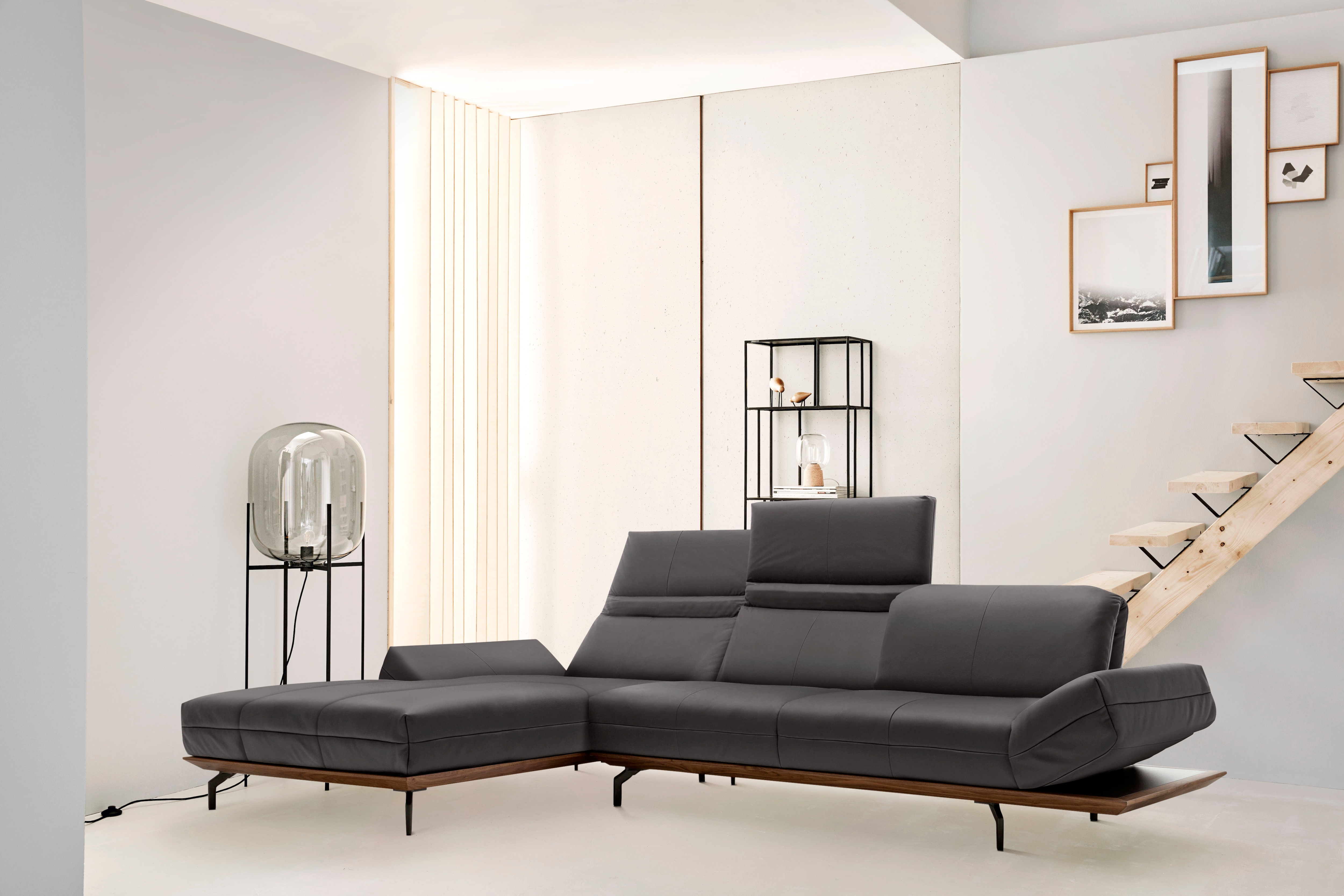 Creation BY ROLF BENZ Ecksofa "CR.420, Designecksofa, L-Form" in 2 Qualitäten, Holzrahmen in Eiche Natur oder Nußbaum, Breite 293 cm