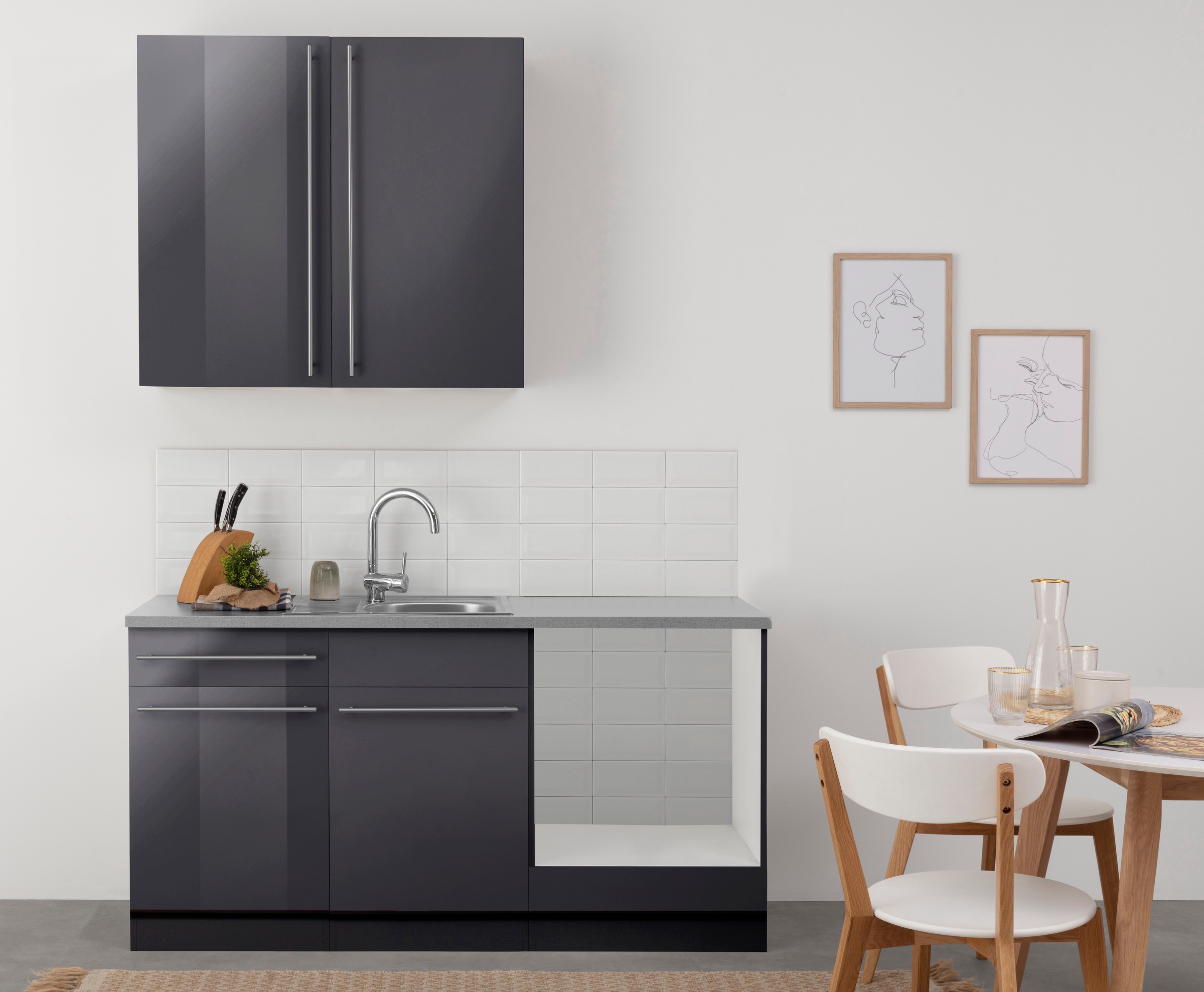 wiho Küchen Pantryküche "Chicago" wahlweise mit E-Geräten, Breite 160 cm