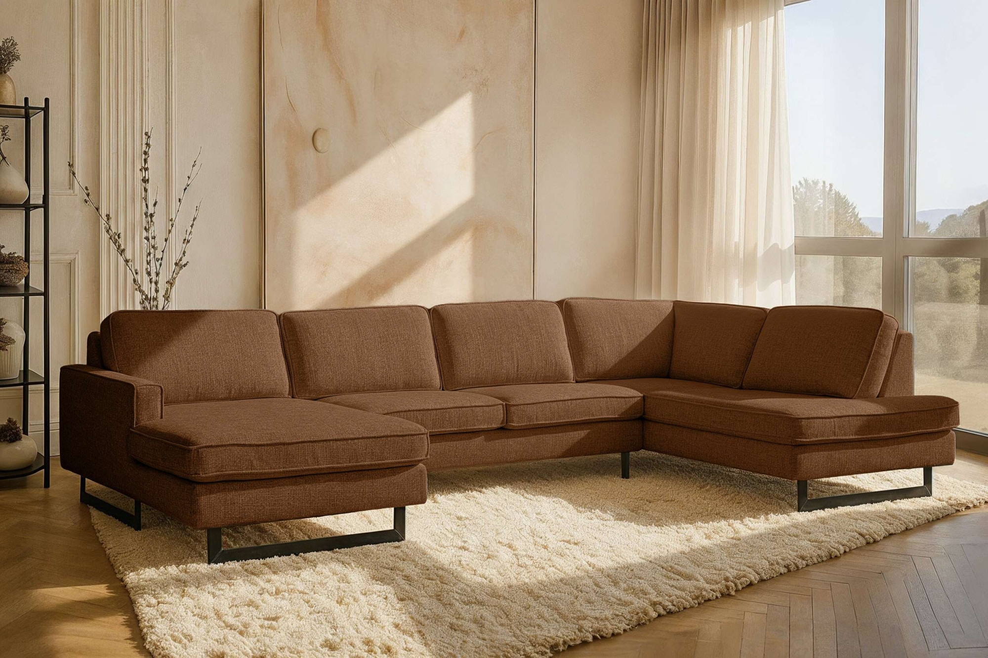 Home affaire Wohnlandschaft "Pinto, 350 cm, U-Form, XXL, mit Ottomanen" Cor günstig online kaufen