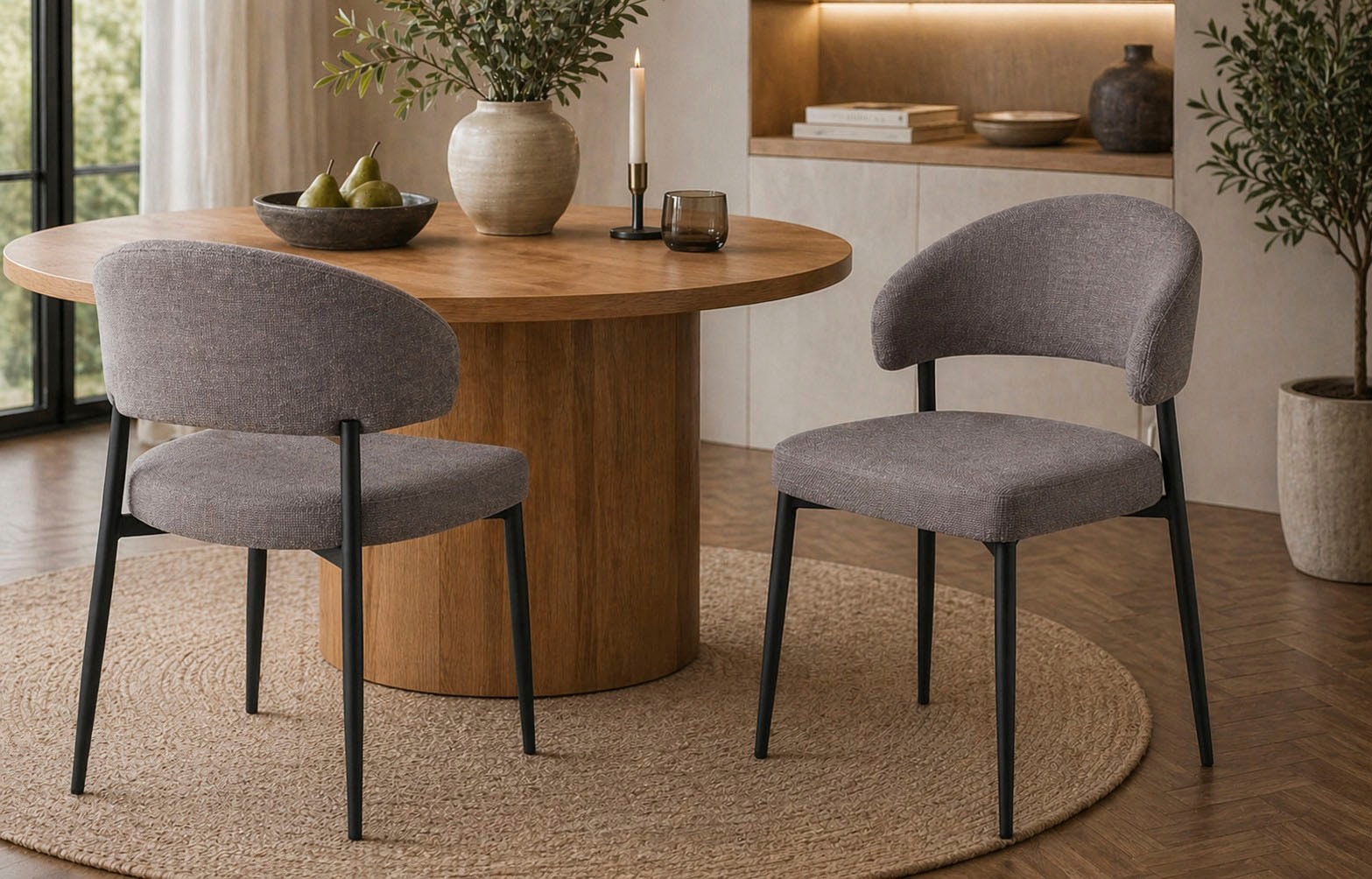 ACTONA GROUP Esszimmerstuhl »Edina 2er Set, Stoff - bequem & stilvoll, mehrere Farben, moderne« () Gepolstert, weicher Bezug & hoher Sitzkomfort, schwarze Stahlbeine