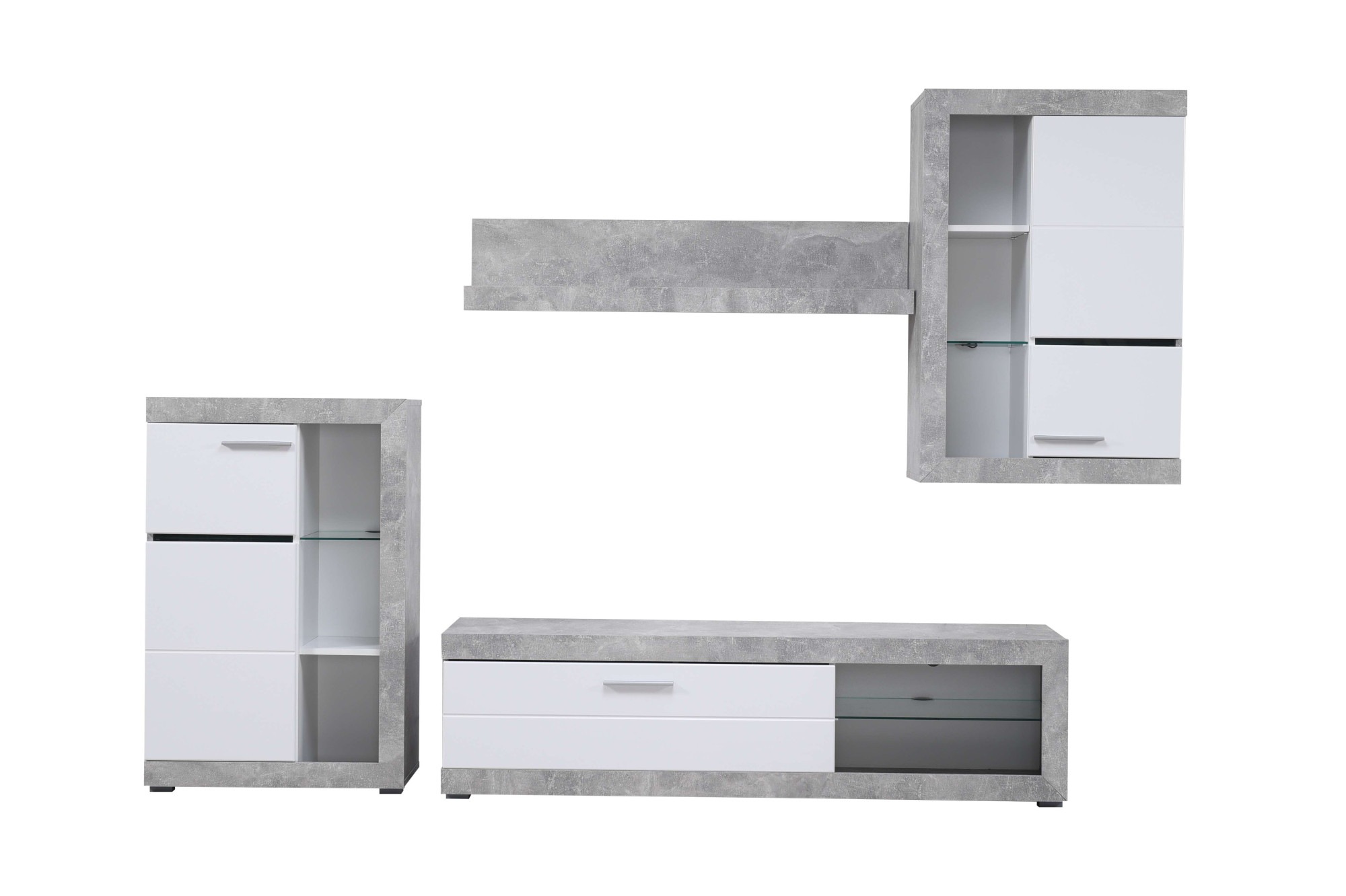 Thumbnail - INOSIGN Wohnzimmer-Set "Rosso Wohnwand, Mediawand, Anbauwand, für TV bis 60, Breite 267 cm" Komplett-Set, 4-st, 4 Stk. t...