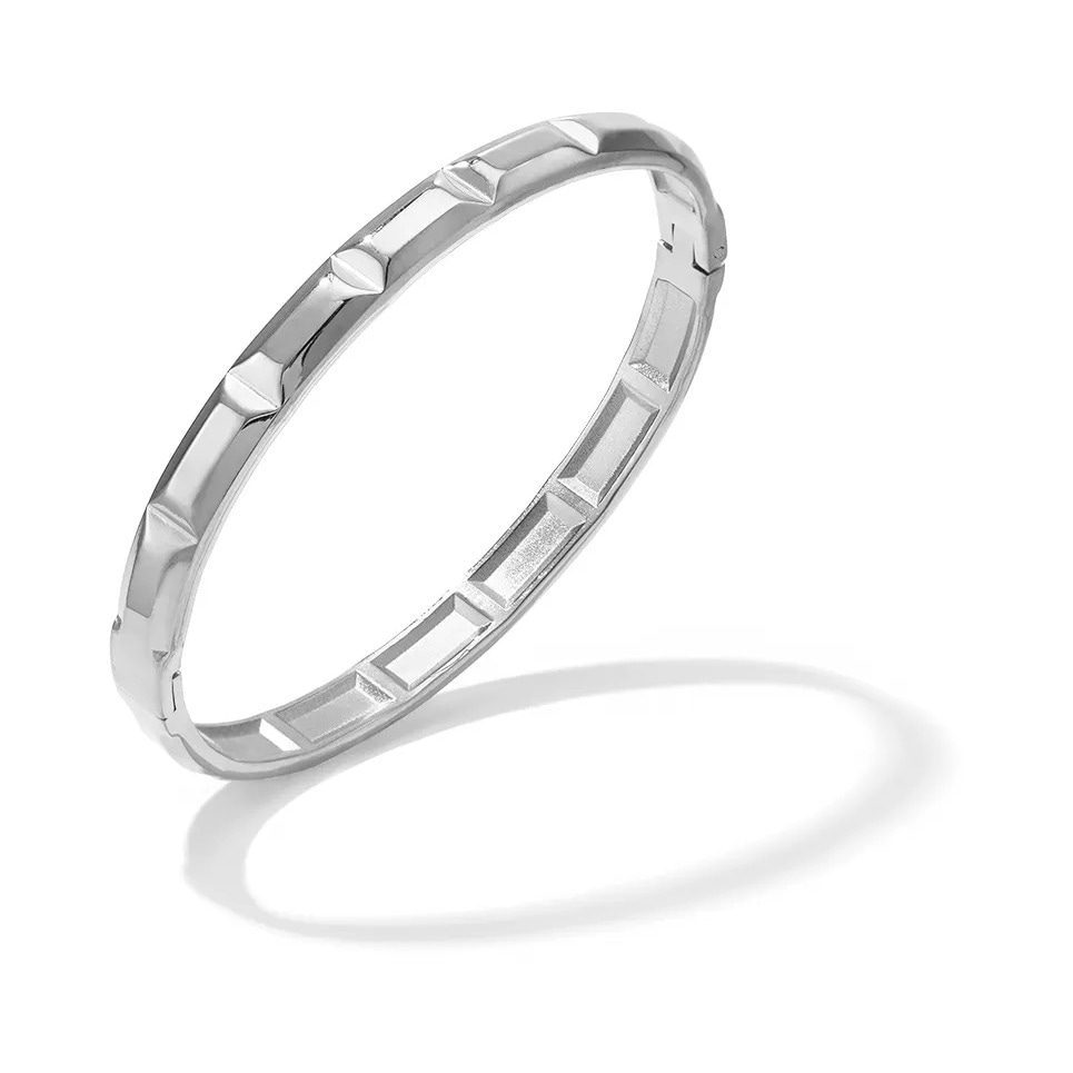 Adelia´s Armreif »Armband Armreif aus Edelstahl mit schlichtem Design« stylisch mit geometrisch facettierter Oberfläche