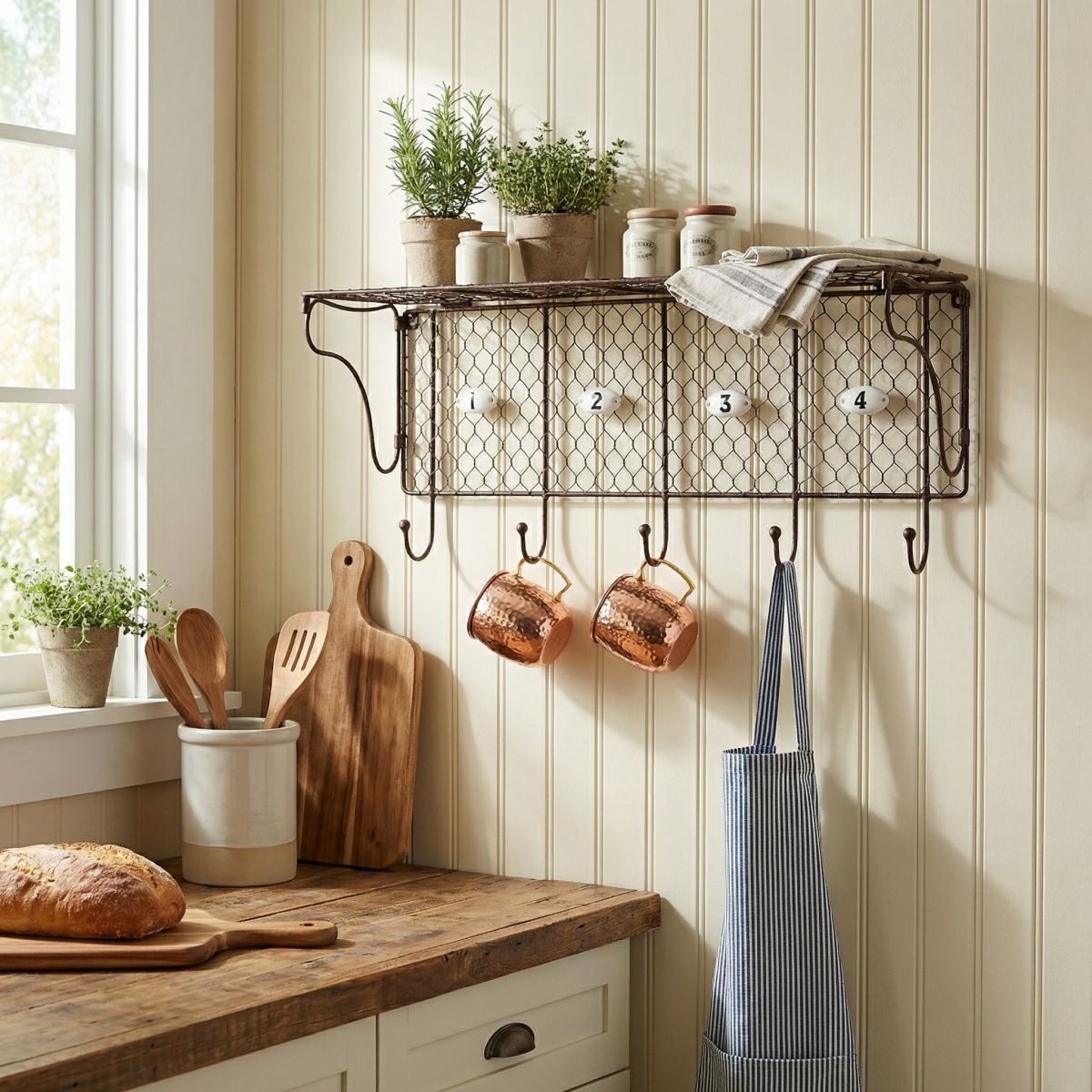 Ambiente Haus Wandregal »Draht Wandregal mit Haken in Antikbraun« 1 Stk. tlg.