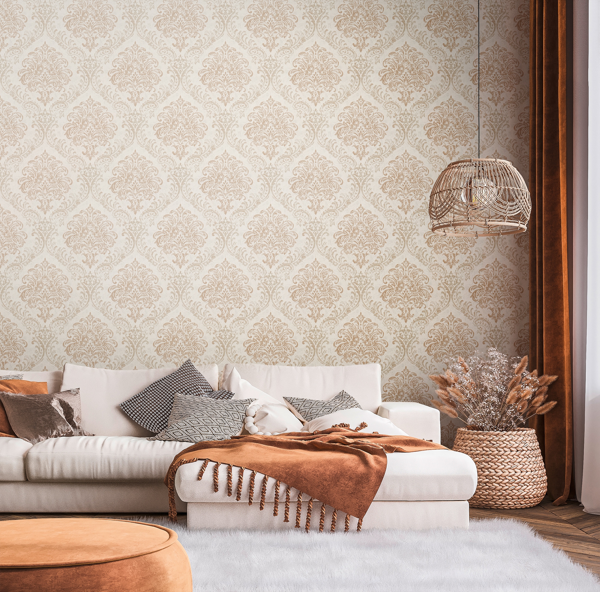 living walls Vliestapete »Metropolitan Stories. Travel Styles. Ornament-Tapete«, metallic-Metall-Effekte-gemustert, Tapete Klassisch Elegant Barock Vintage-Optik Shabby Chic Tapeten Flur