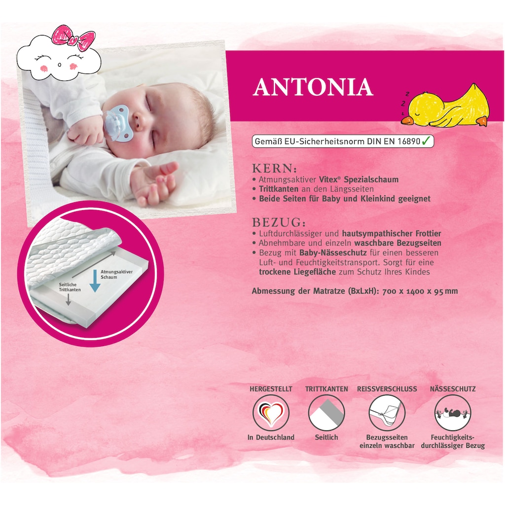 Paradies Babymatratze »Antonia«, 9,5 cm hoch, (1 St.)